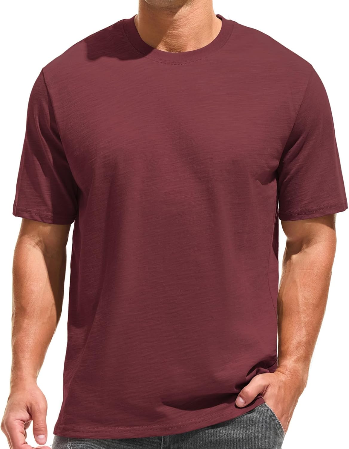 Cotton Loose Fit Thick T-Shirt Heavy Weight Crewneck Tees for Men