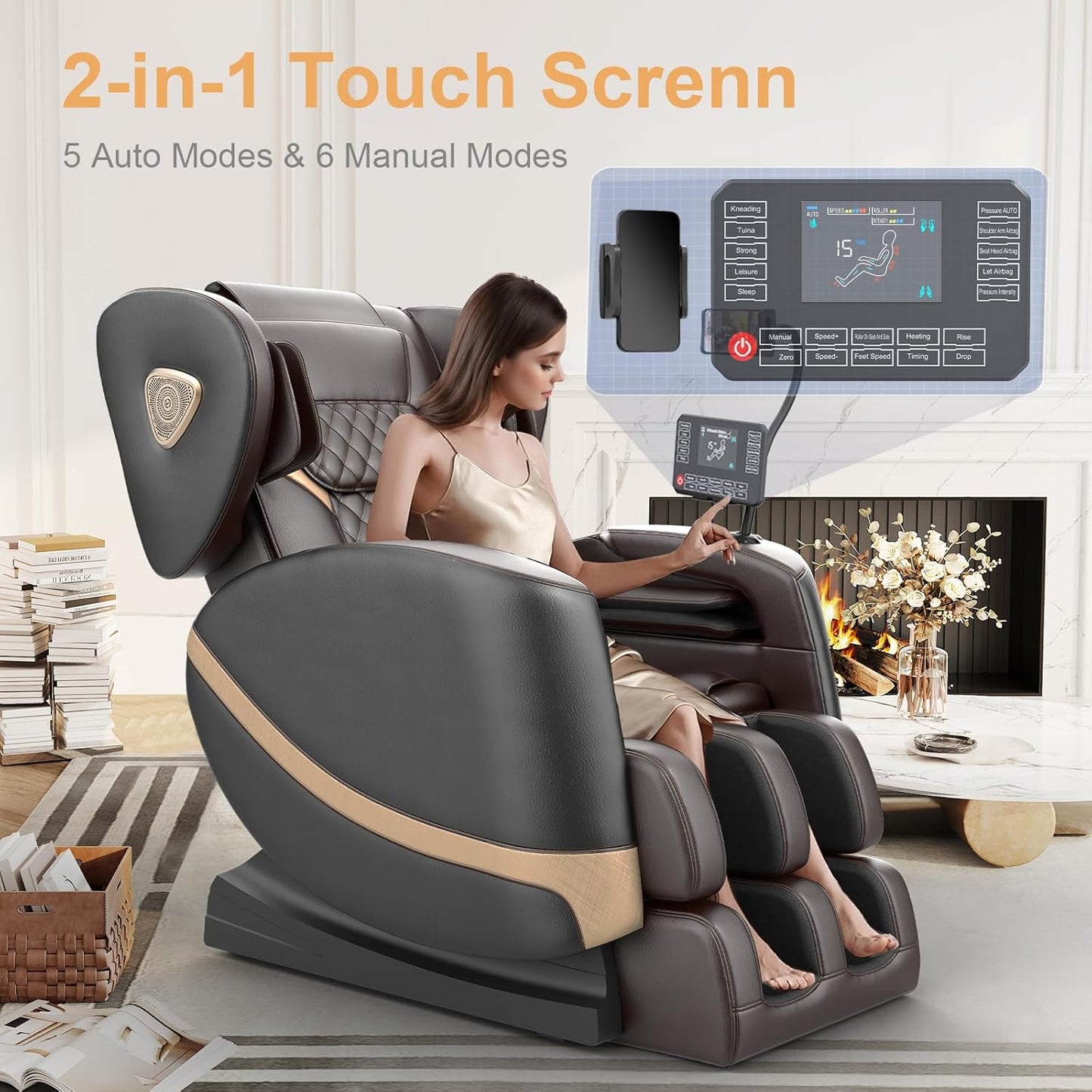 Zero Gravity Massage Chair with 10 Fix Rollers Heating Foot Massage