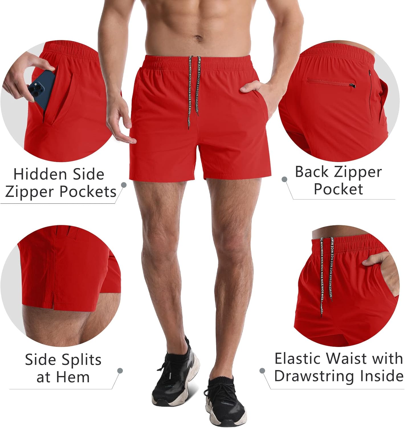 2 Pack Mens Athletic Shorts 5 Inch Quick Dry Gym Workout Shorts Men Lightweight Sports Running Shorts with Pockets