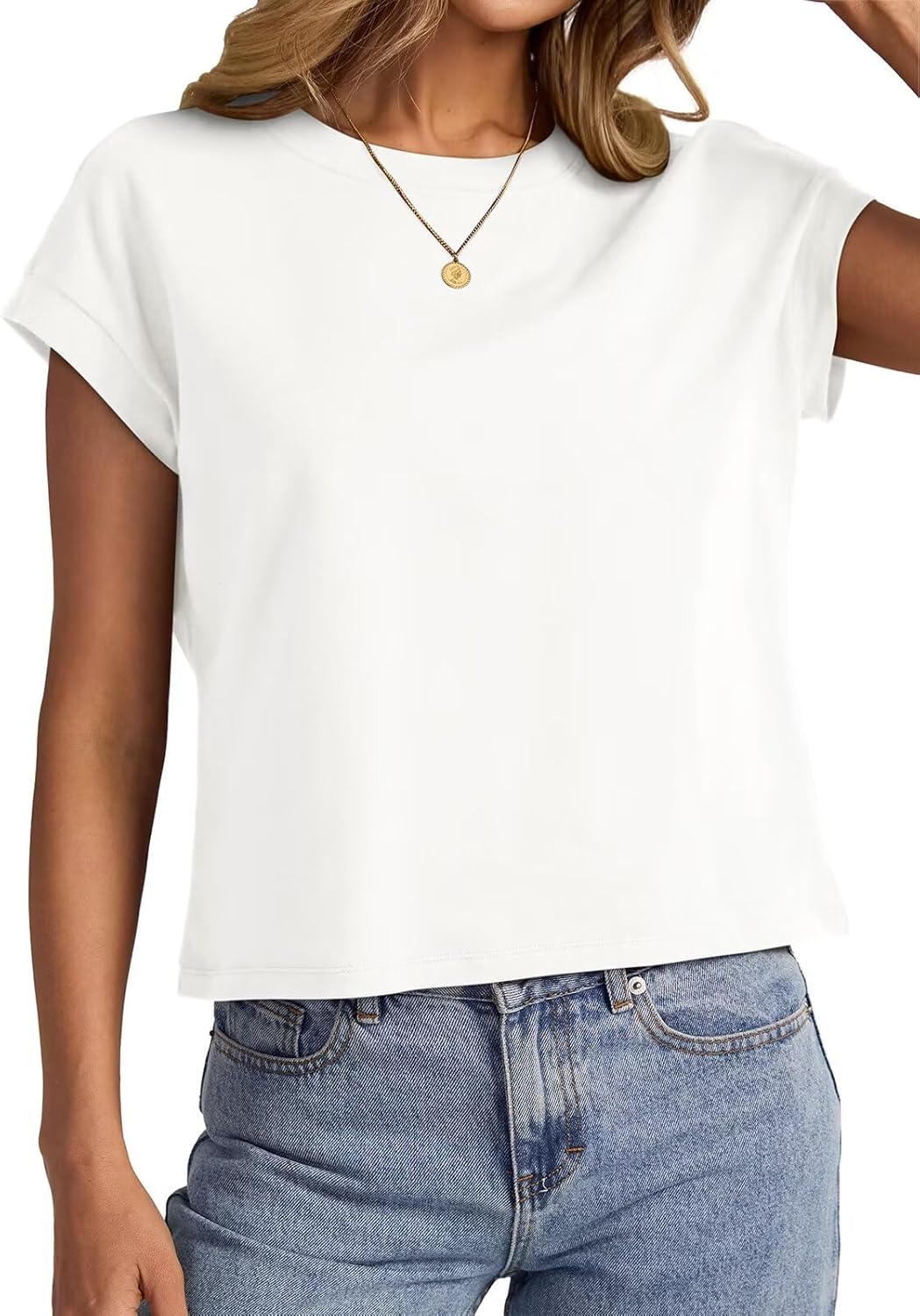Womens Cap Sleeve Crop Tops Cotton T Shirts