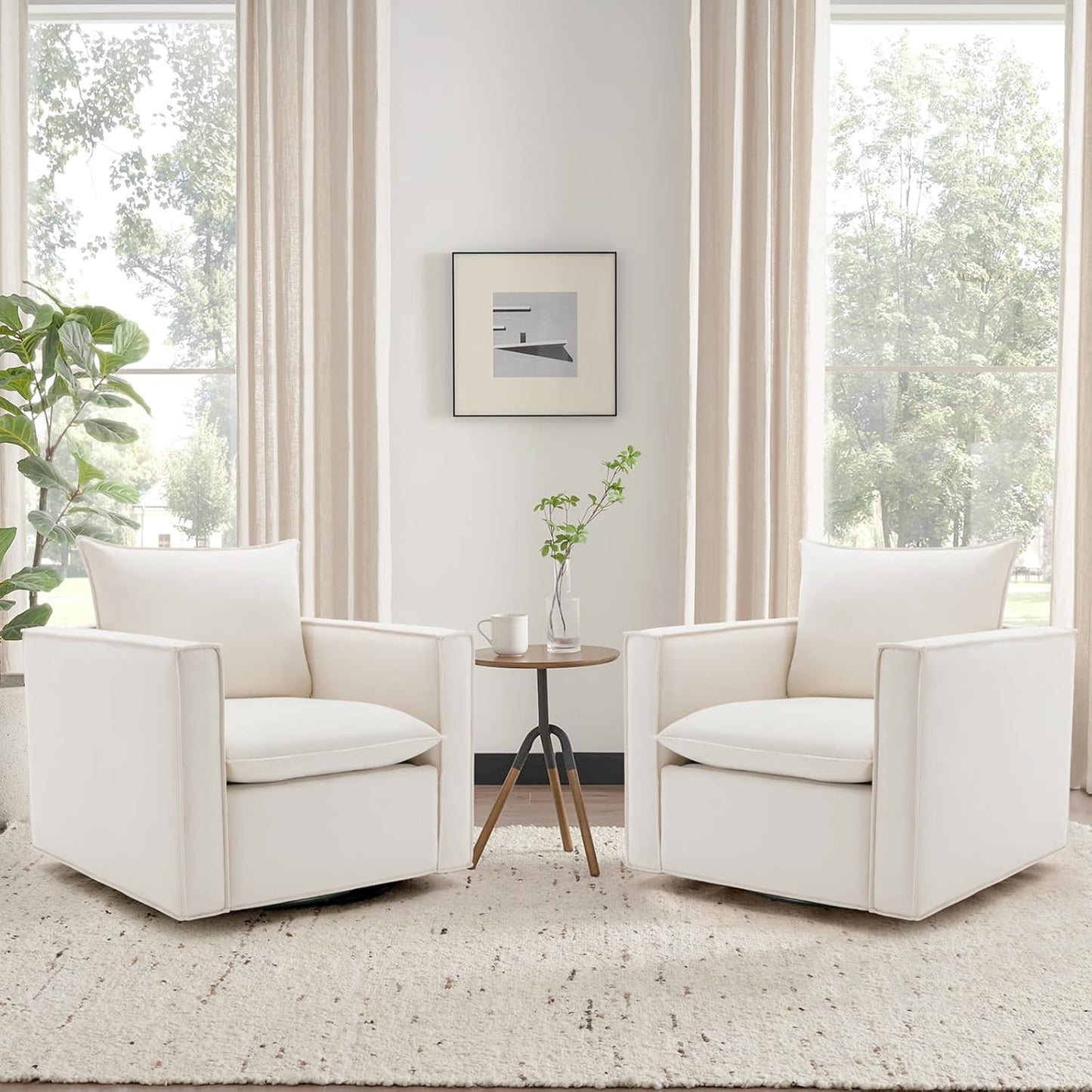 COLAMY Swivel Accent Chair Set 34 Inches Wide Upholstered Arm Chair