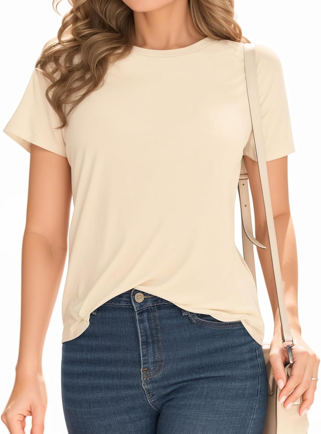 Short Sleeve Crew Neck Casual Shirts Basic Tee Summer Tops