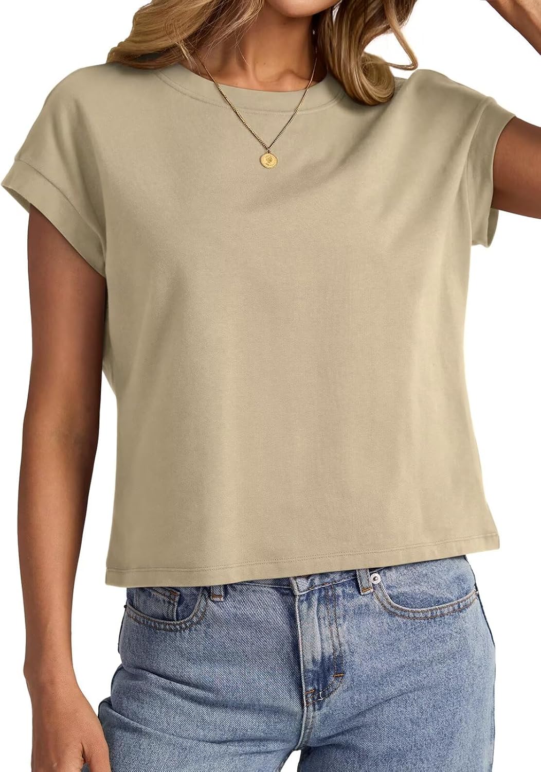 Womens Cap Sleeve Crop Tops Cotton T Shirts