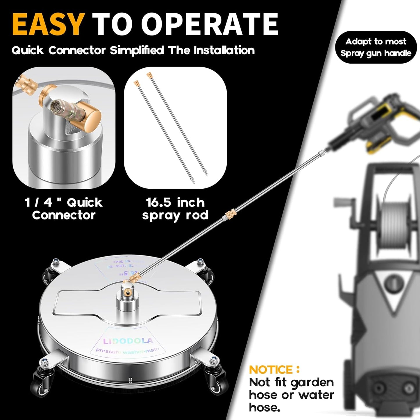 14" Pressure Washer Surface Cleaner with 4 Wheels