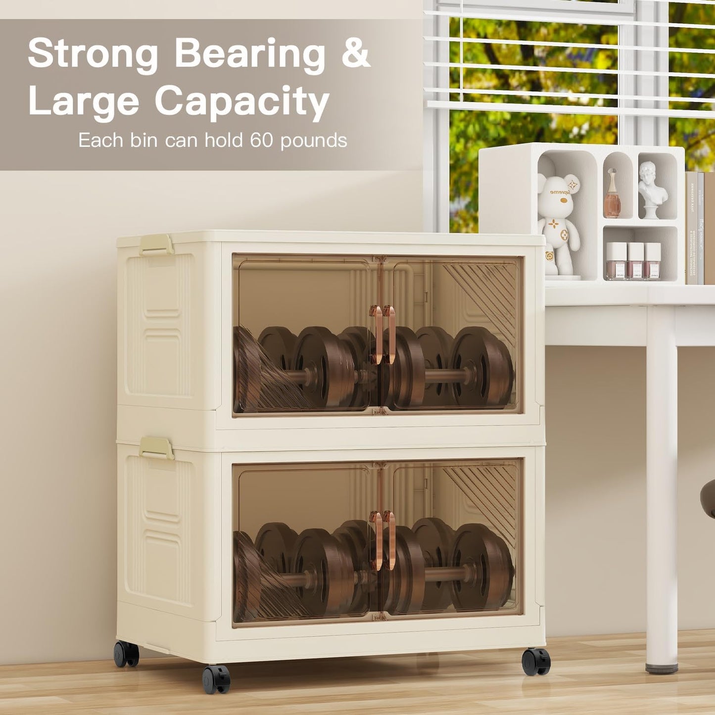 23 Gal Stackable Storage Bins with Lids and Wheels 5 Pack