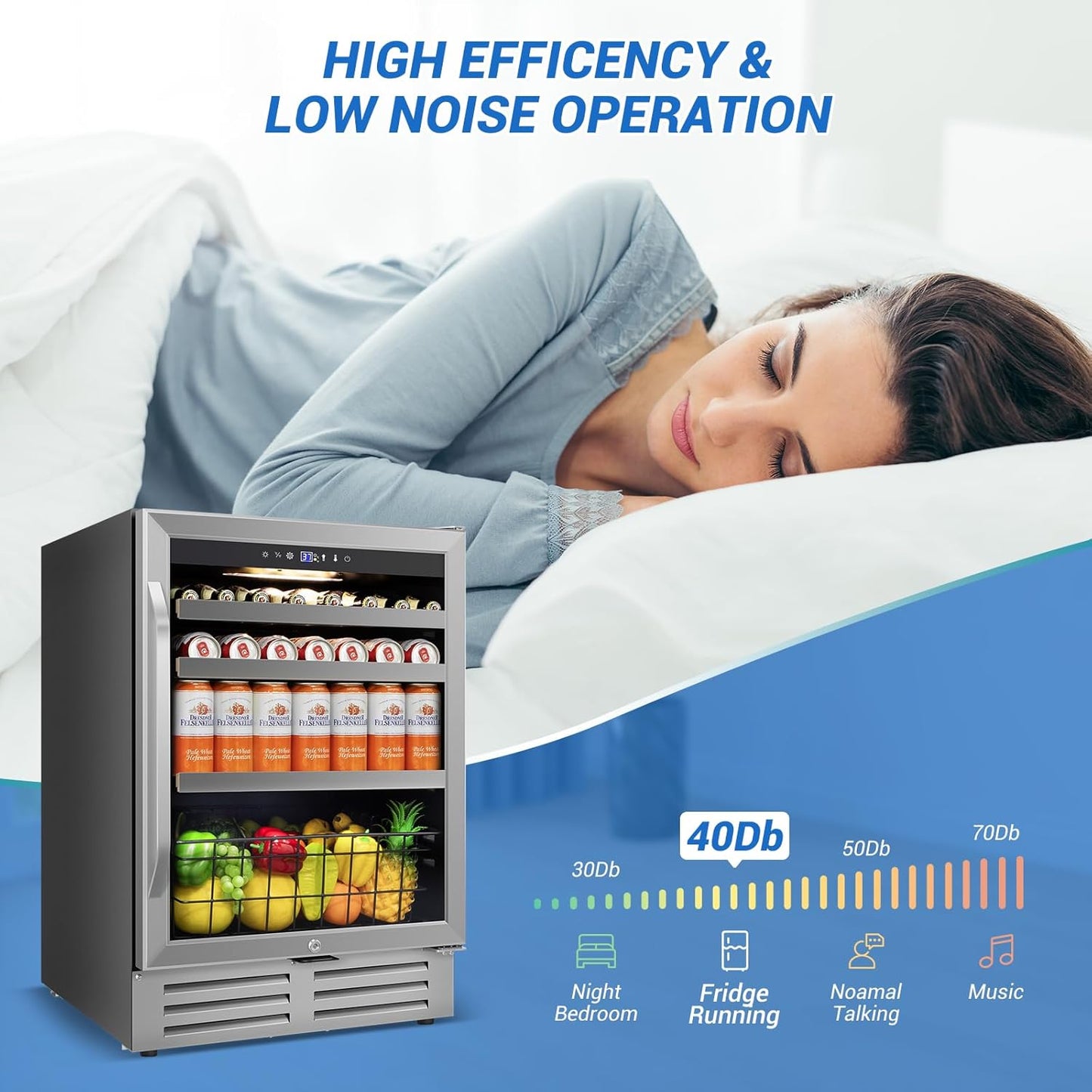 24 Inch Beverage Refrigerator Outdoor Under Counter Beverage Cooler for Patio