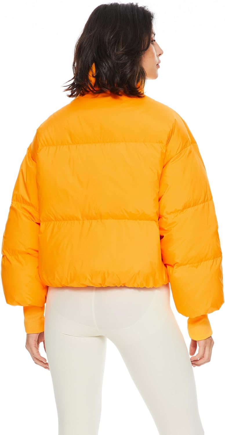 Womens Winter Oversized Cropped Puffer Jacket Zip Up Short Down Coat