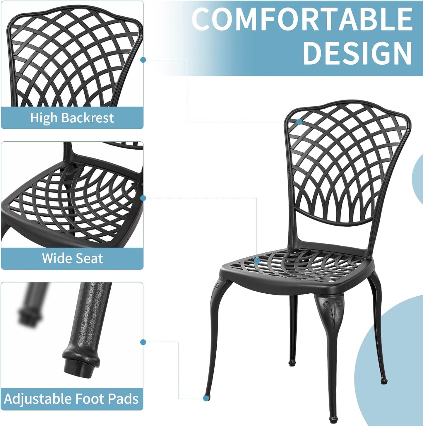 Patio Bistro Set 3 Piece Outdoor Cast Aluminum Outdoor Bistro Table