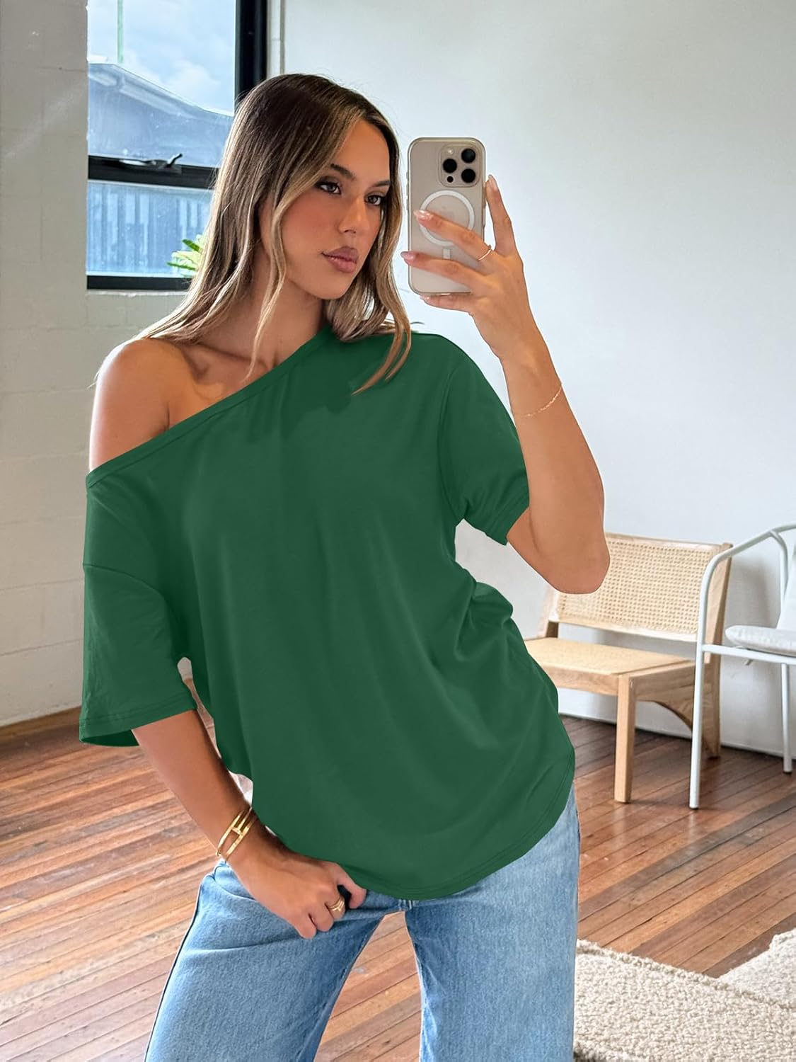Womens Off The Shoulder Tops Oversized T-Shirts