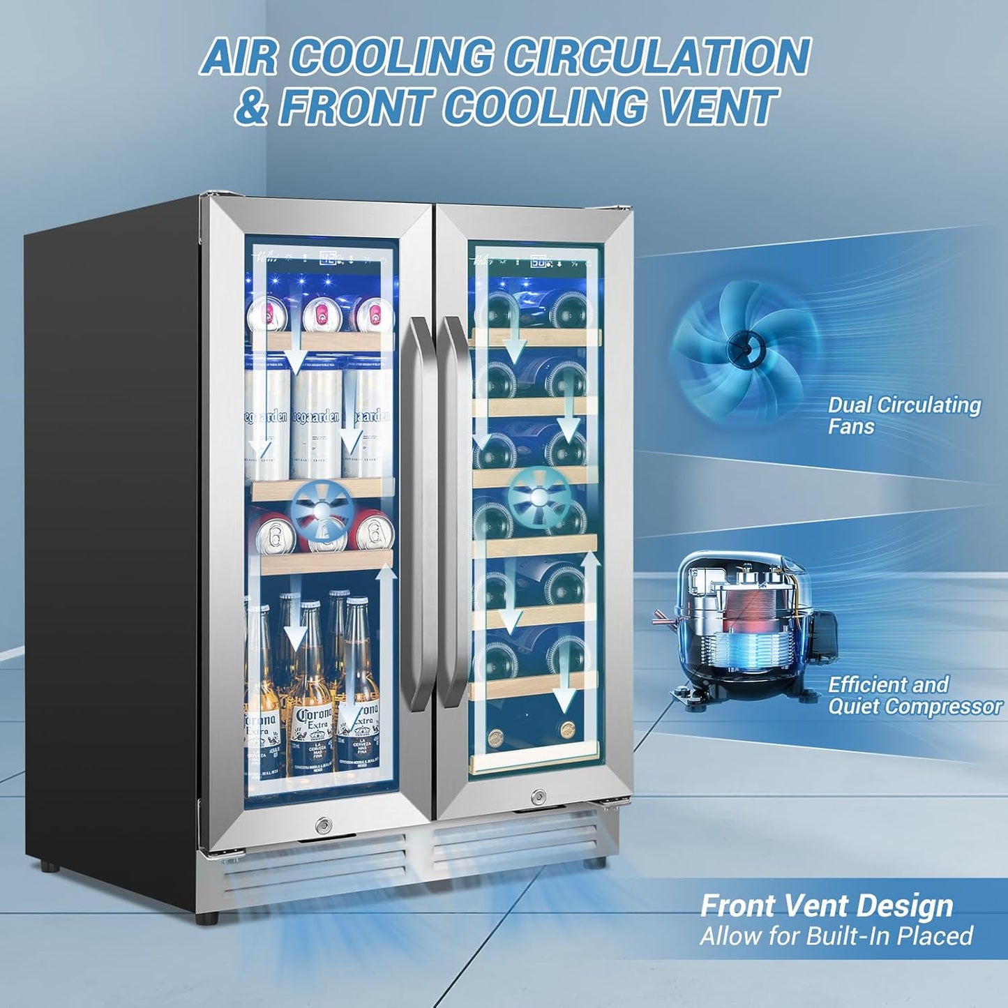 24 Inch Beverage Refrigerator Outdoor Under Counter Beverage Cooler for Patio