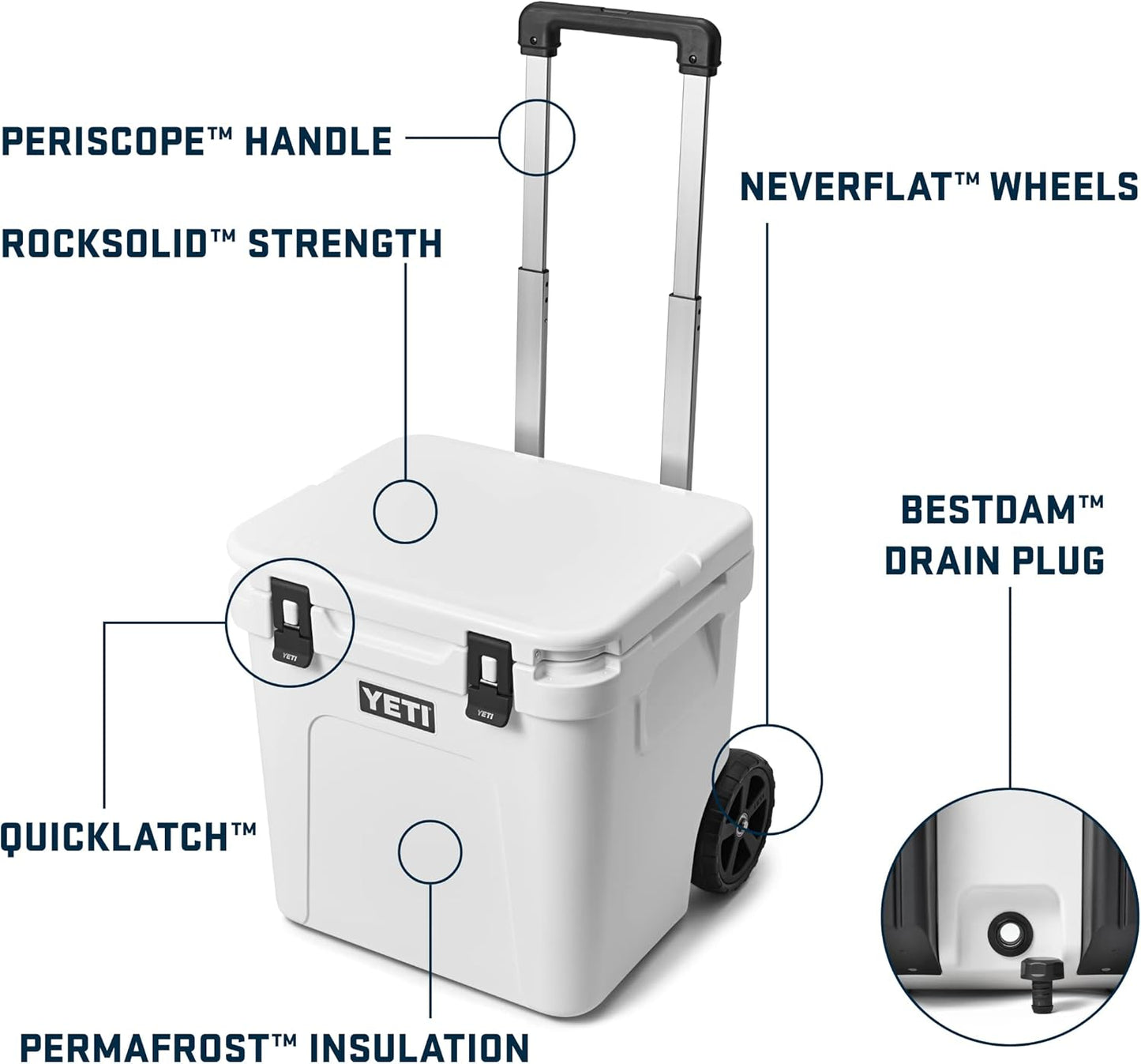 Roadie 48 Wheeled Cooler with Retractable Periscope Handle