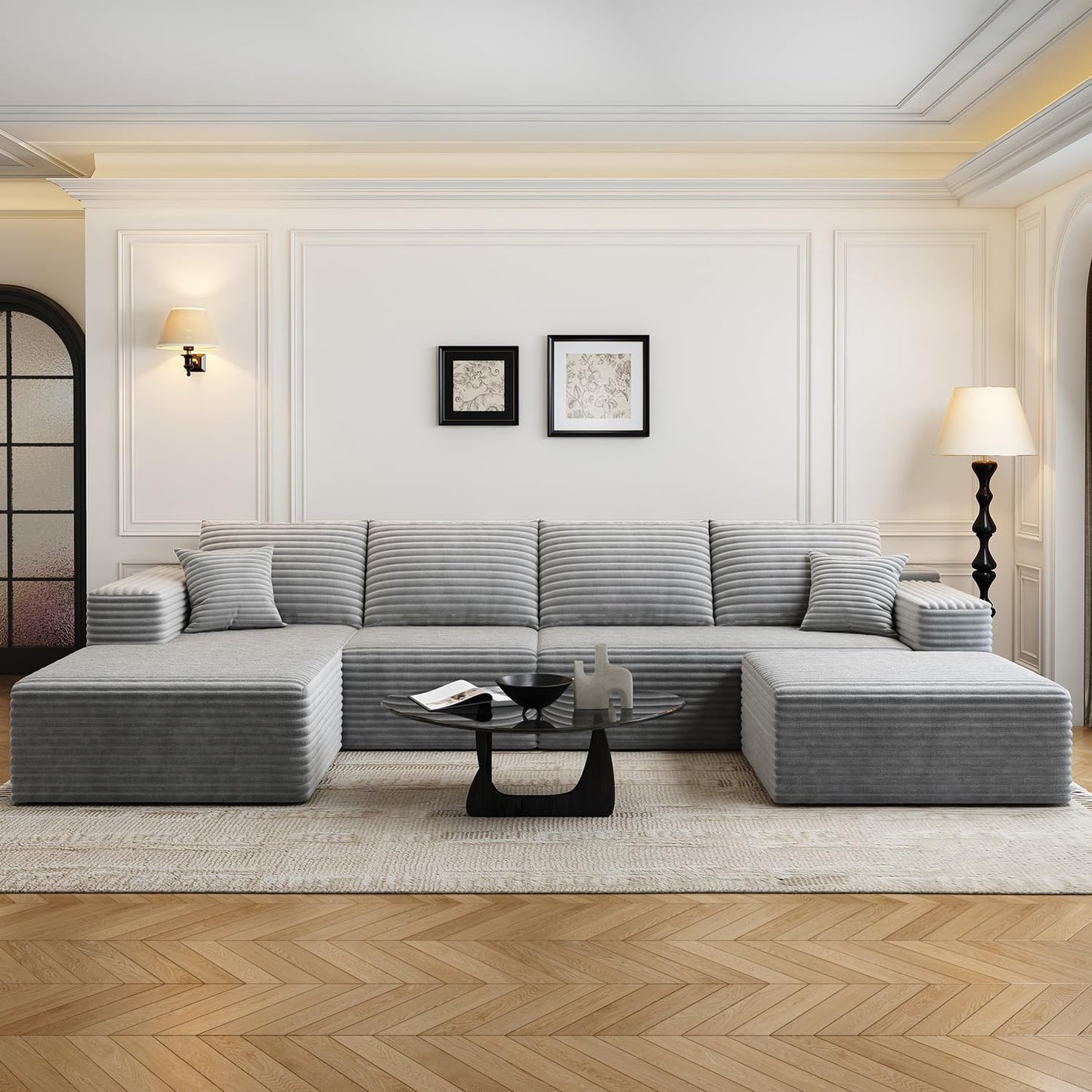 107.5" Cloud Modular Sectional Sofa with 1 Ottoman