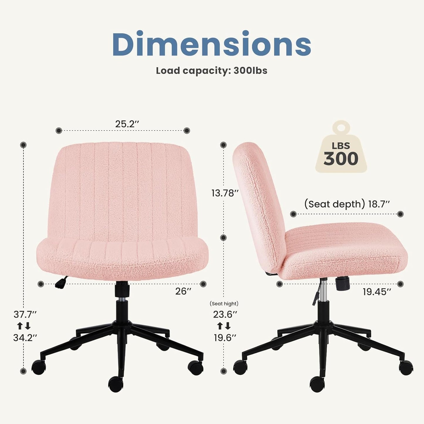 DUMOS Criss Cross Chair Legged Office Wide Comfy Desk Seat