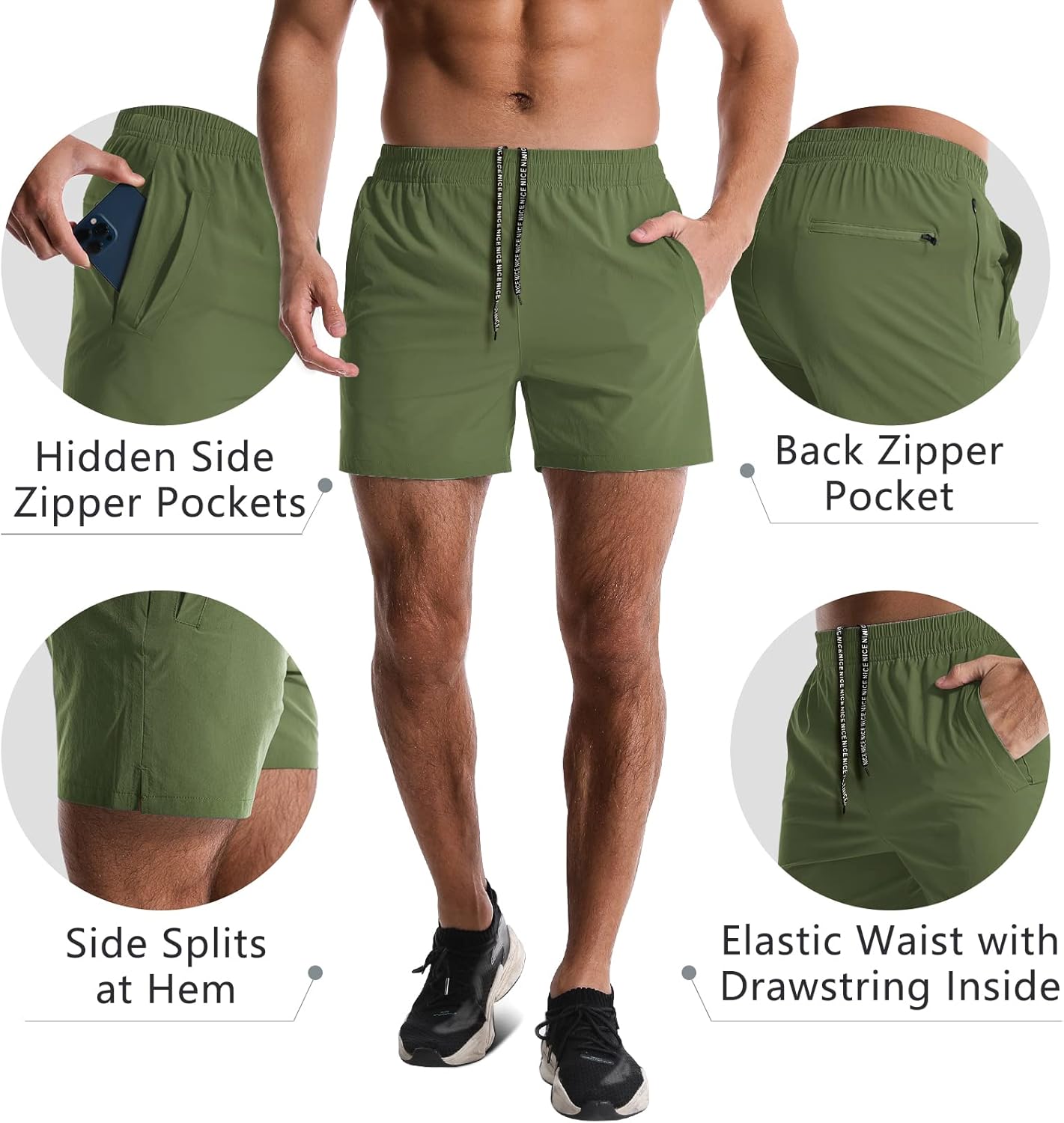 2 Pack Mens Athletic Shorts 5 Inch Quick Dry Gym Workout Shorts Men Lightweight Sports Running Shorts with Pockets