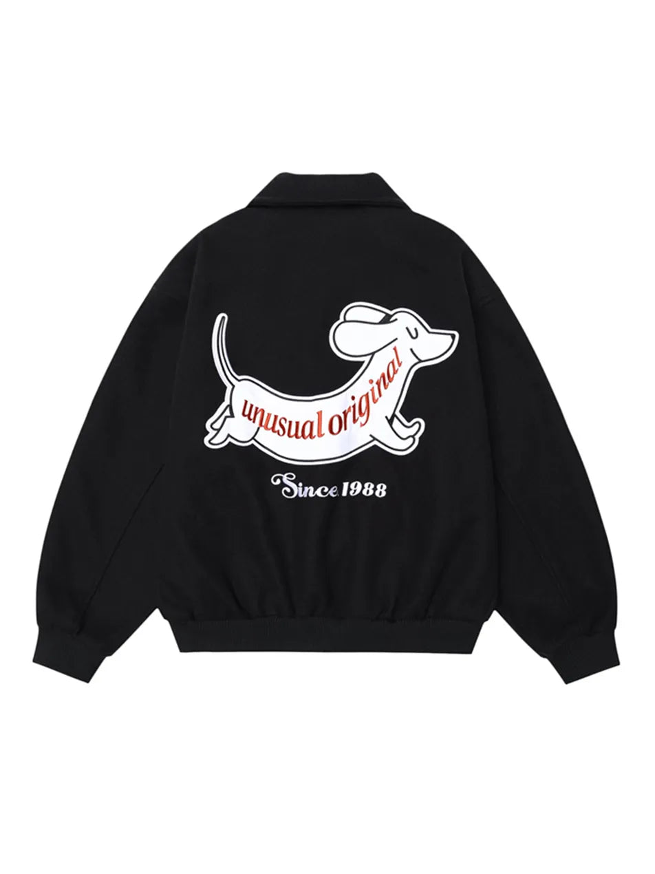 Puppy Embroidery Stick Polo Jacket For Man