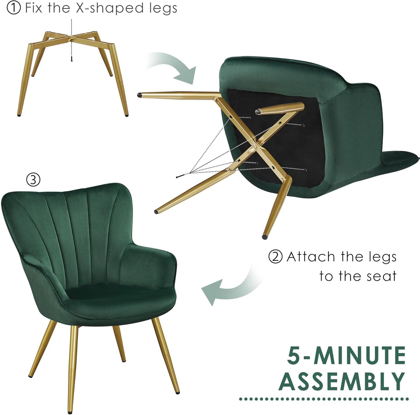Yaheetech PU Leather Armchair Modern Accent Chair with Metal Legs