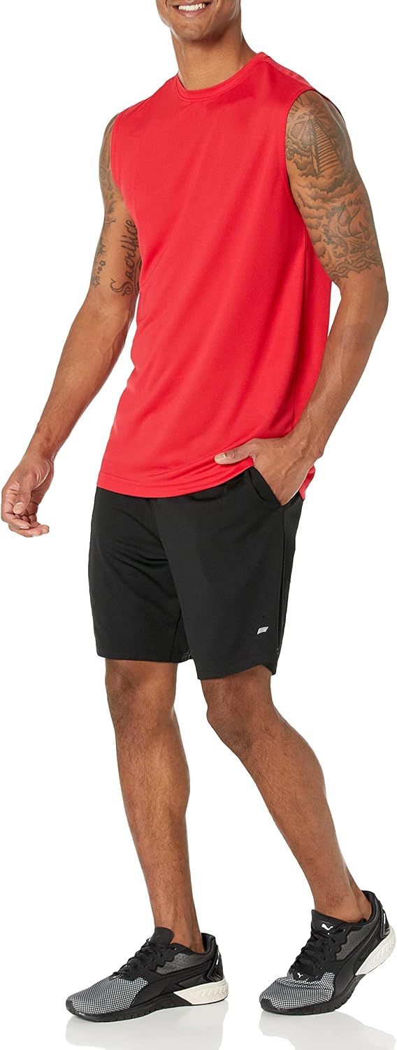 Essentials Men's Active Performance Tech Muscle Tank Pack of 2