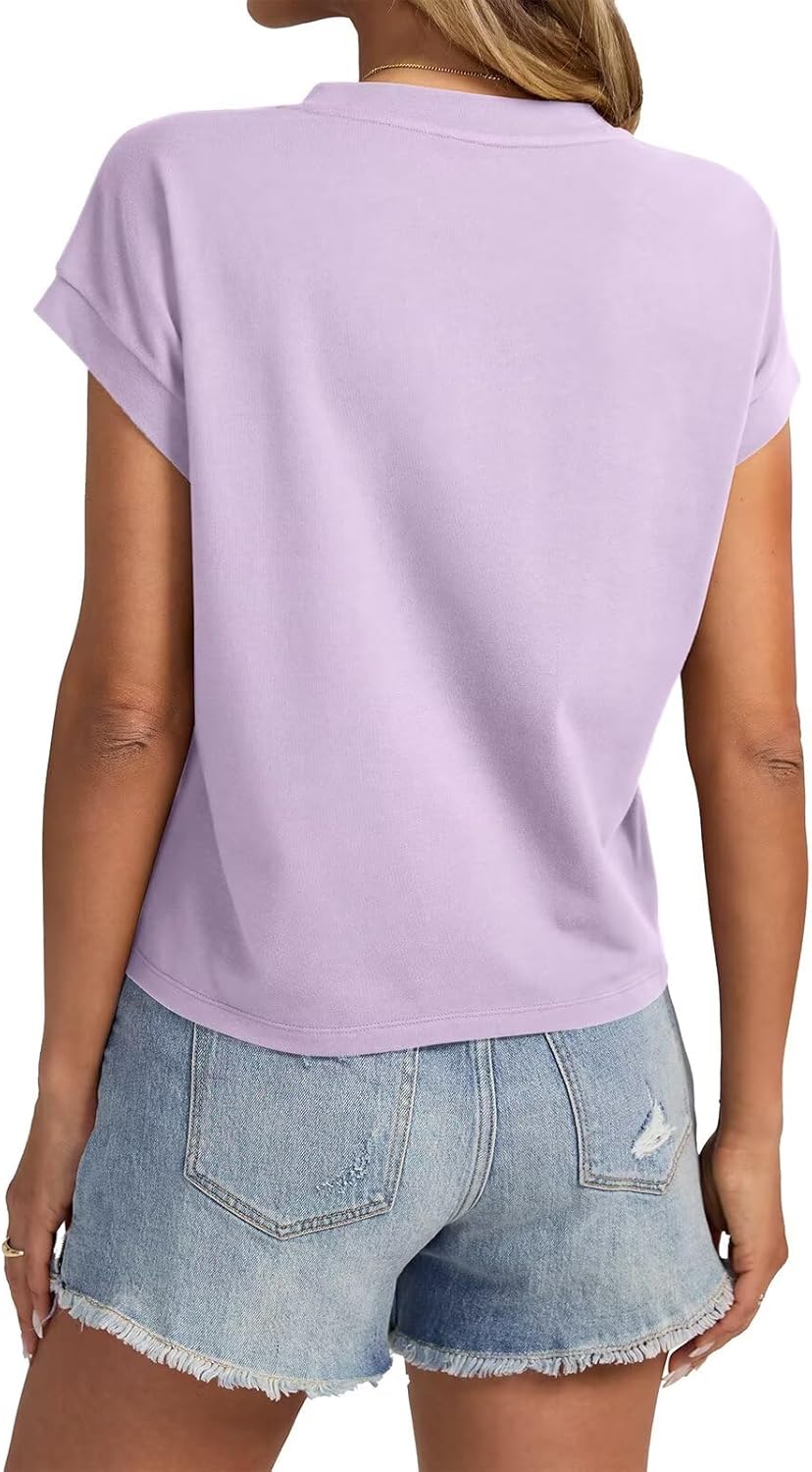 Womens Cap Sleeve Crop Tops Cotton T Shirts