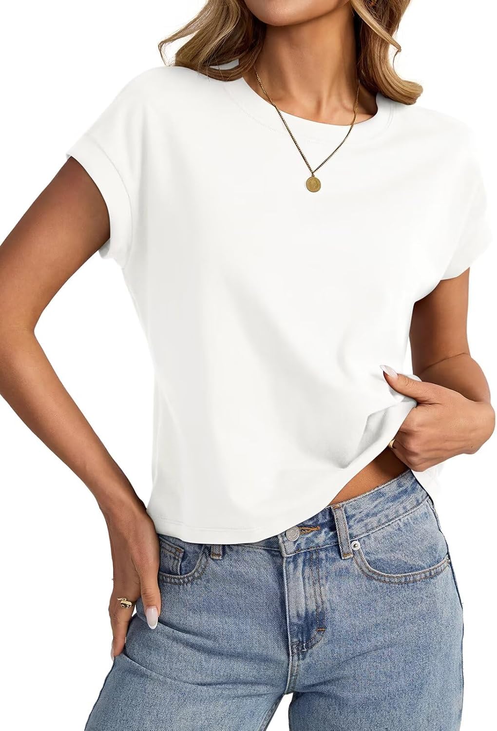 Womens Cap Sleeve Crop Tops Cotton T Shirts