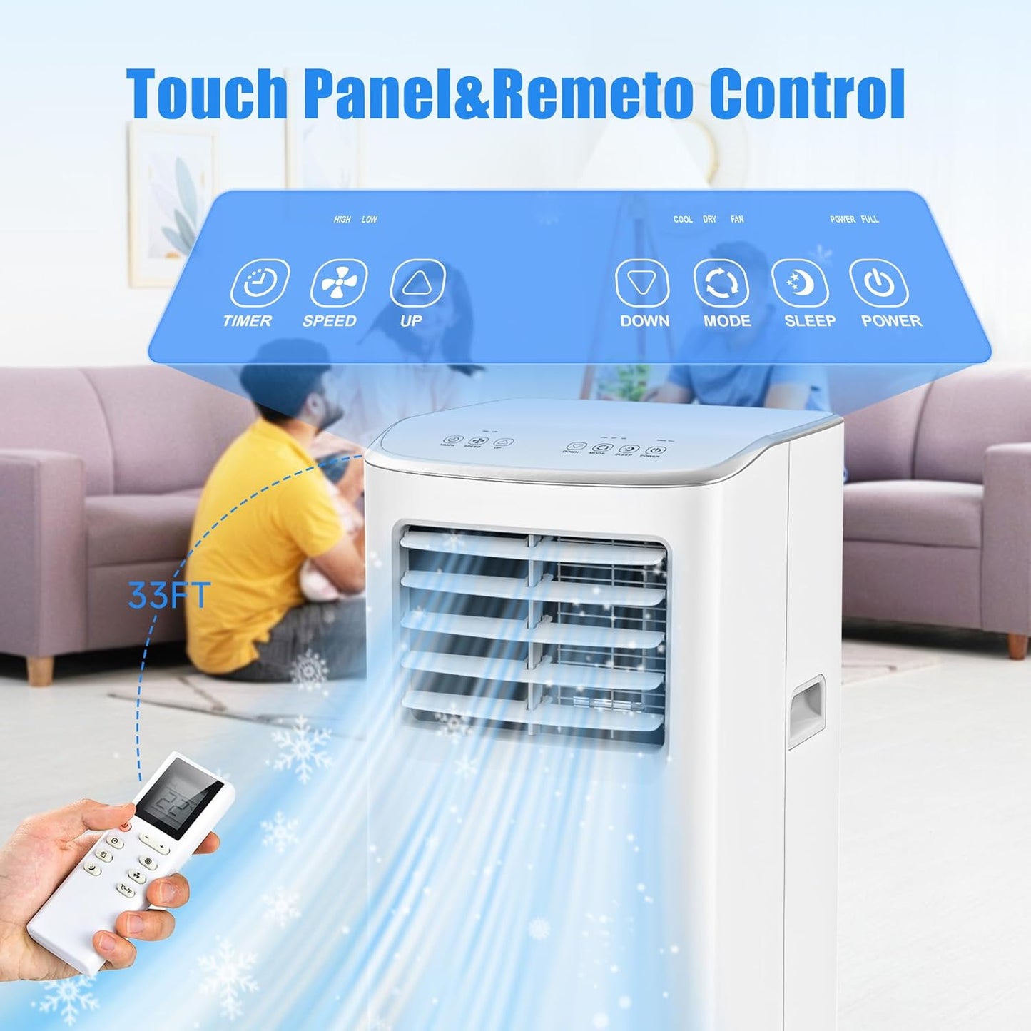 12000 BTU Portable Air Conditioner 3 in 1 AC Dehumidifier Fan with Timer Remote for Rooms