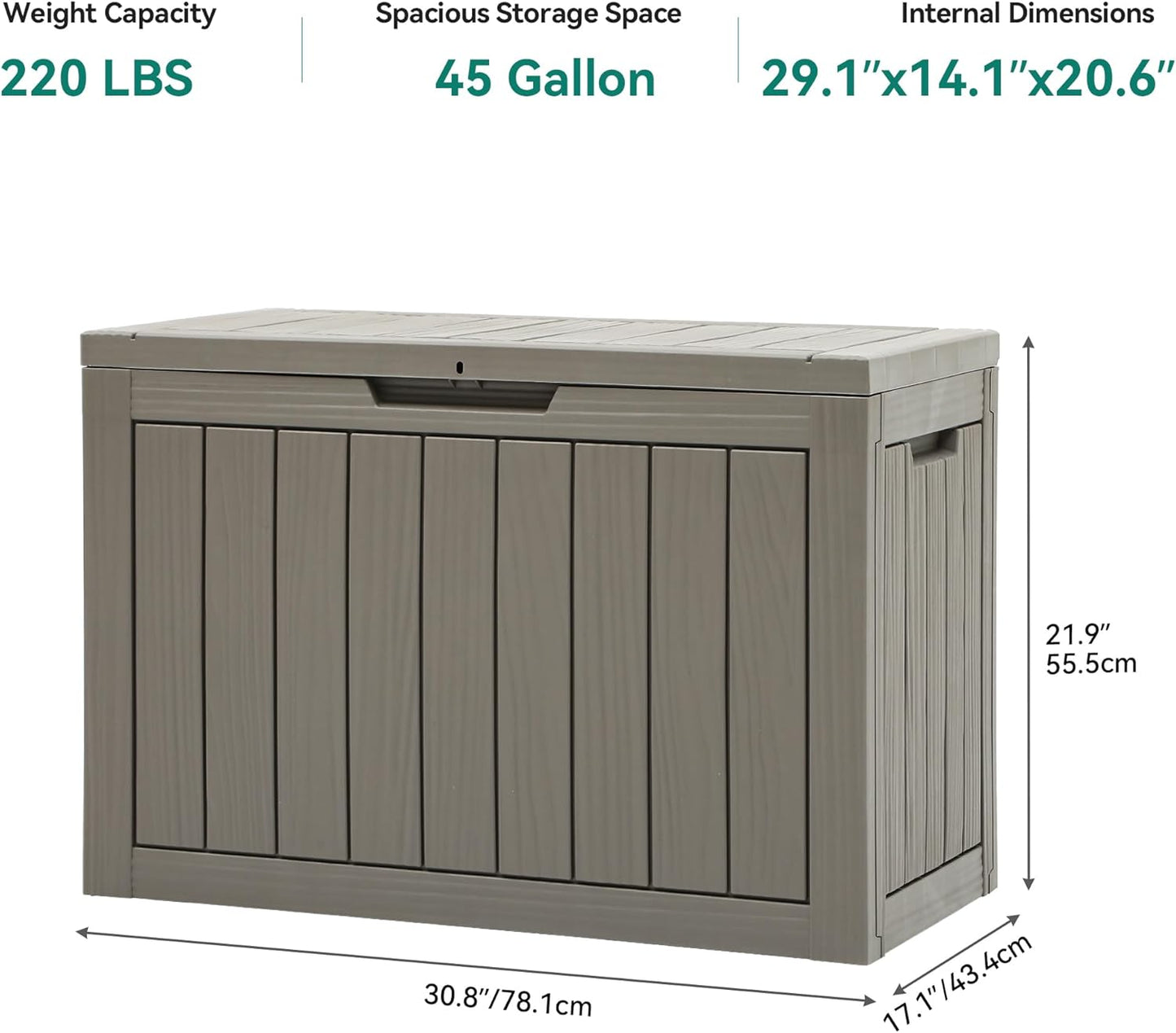YITAHOME 120 Gallon Large Deck Box Upgraded Resin Outdoor Storage Boxes