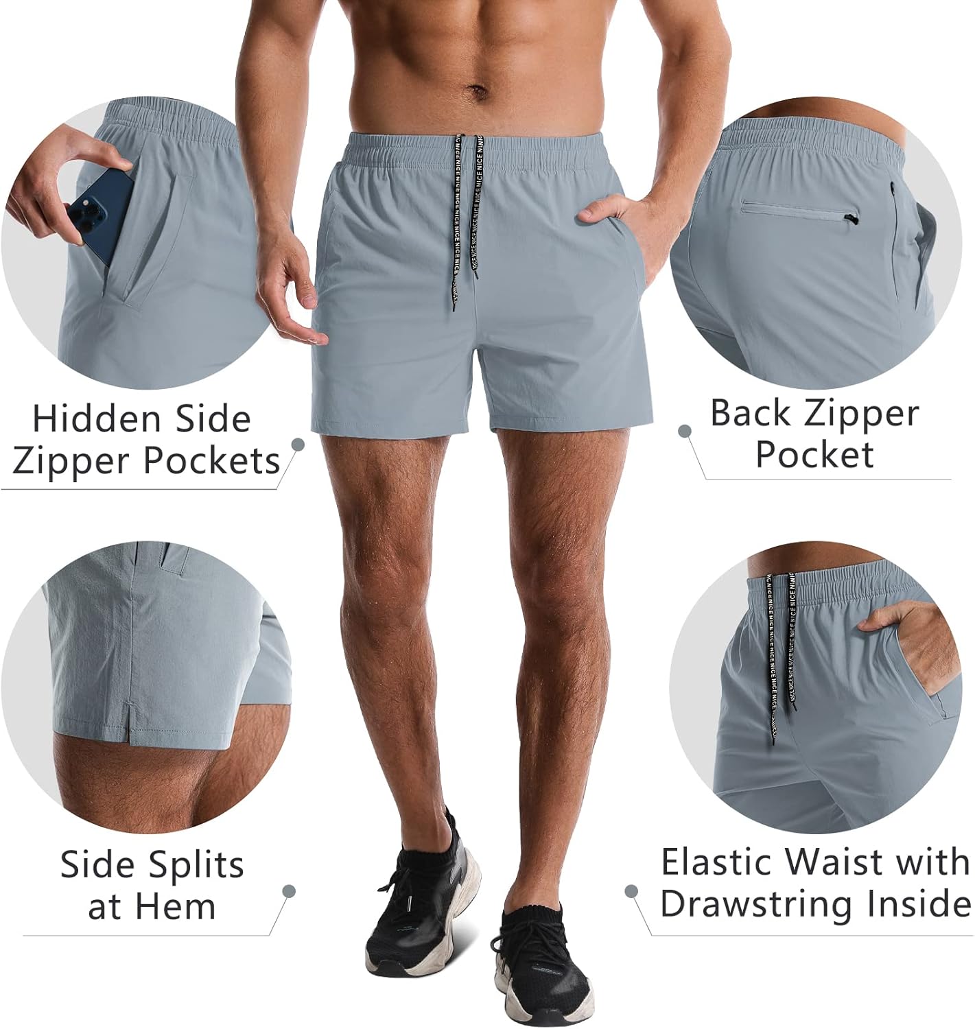 2 Pack Mens Athletic Shorts 5 Inch Quick Dry Gym Workout Shorts Men Lightweight Sports Running Shorts with Pockets