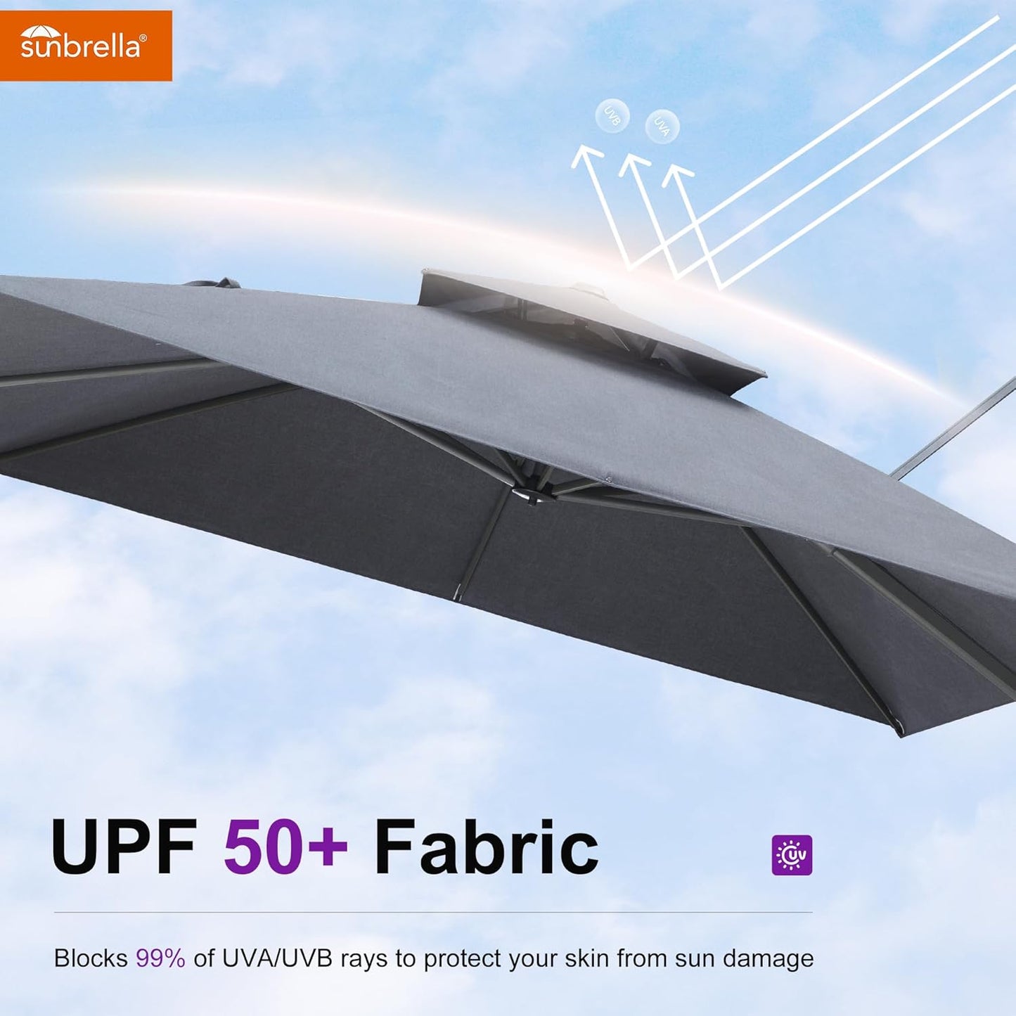 12ft Patio Umbrella with Base Large Outdoor Square Umbrella