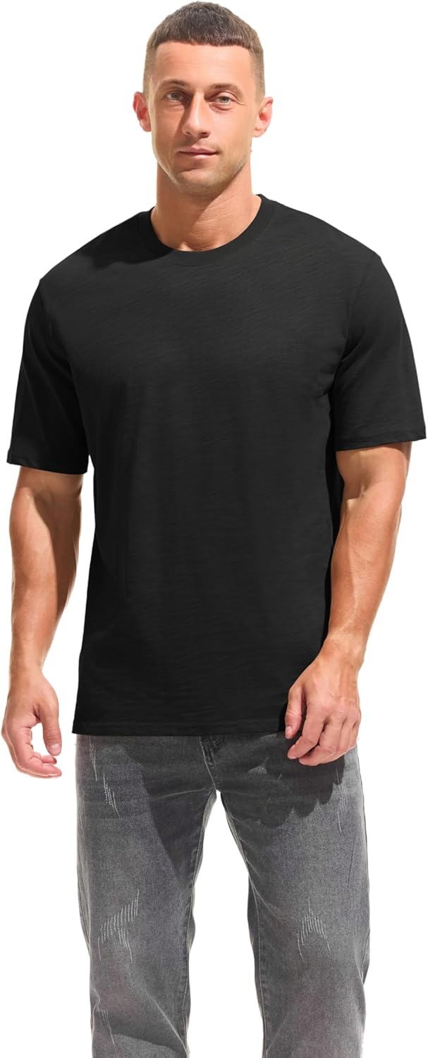 Cotton Loose Fit Thick T-Shirt Heavy Weight Crewneck Tees for Men