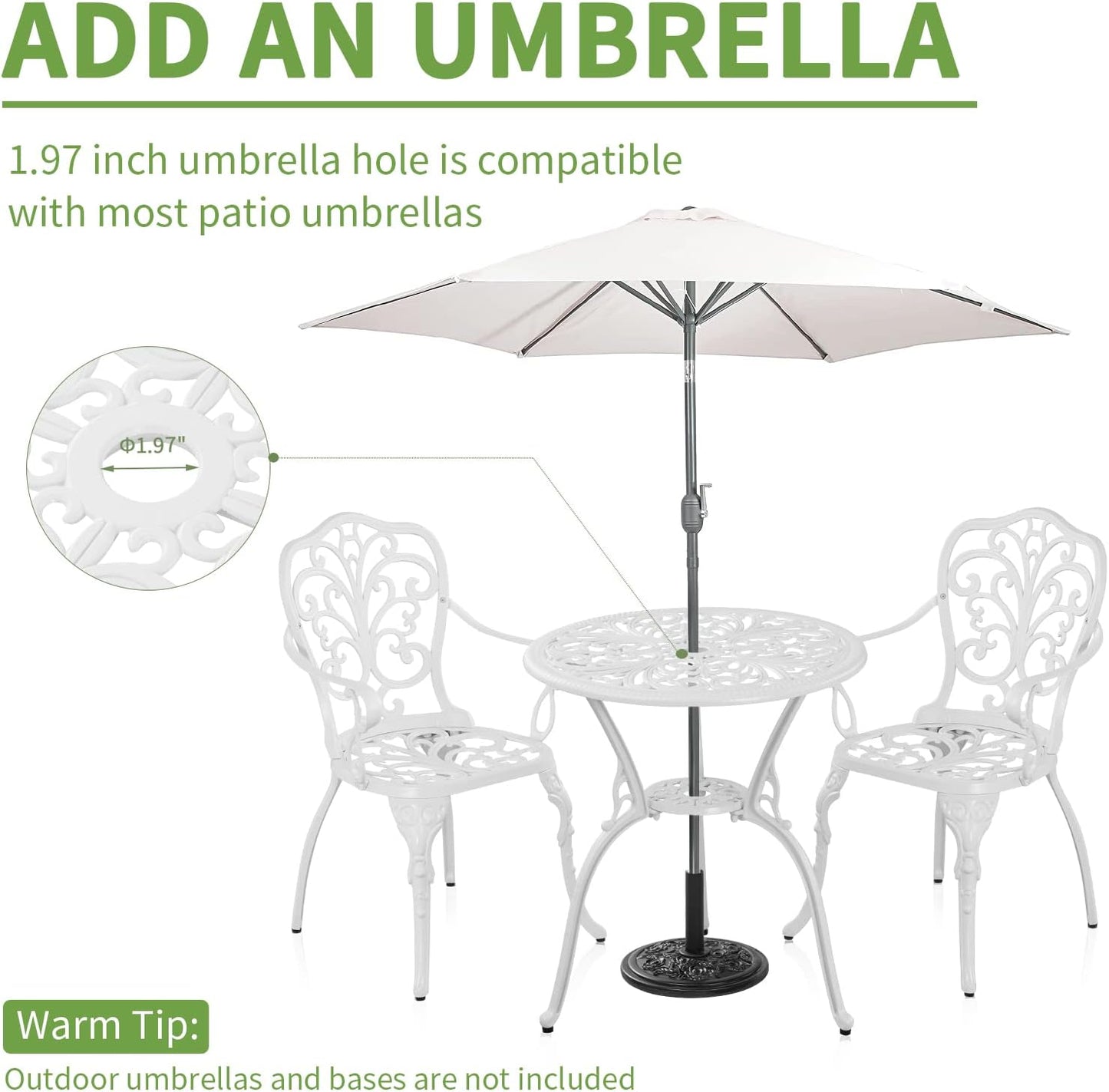 Patio Bistro Set 3 Piece Outdoor Cast Aluminum Outdoor Bistro Table