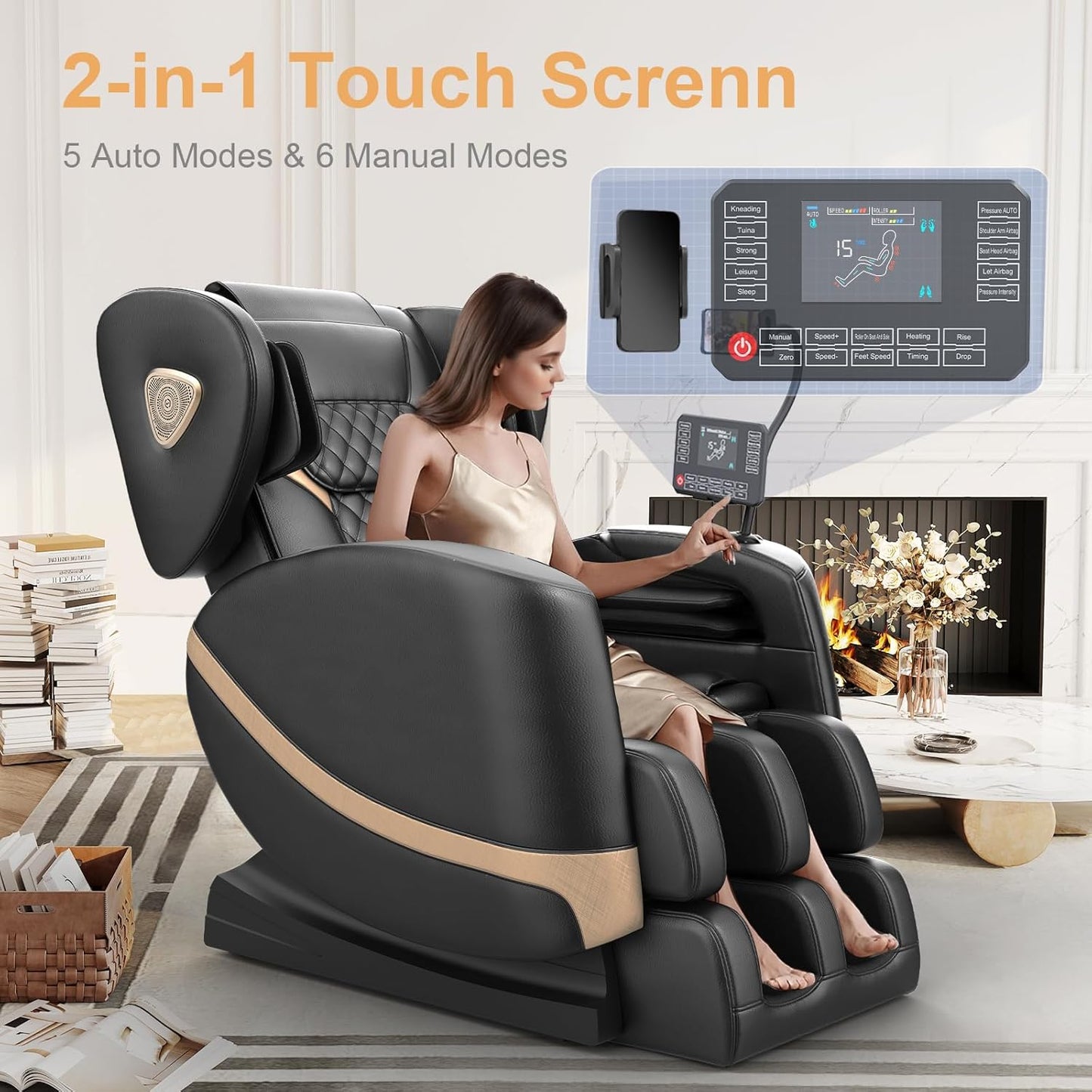 Zero Gravity Massage Chair with 10 Fix Rollers Heating Foot Massage