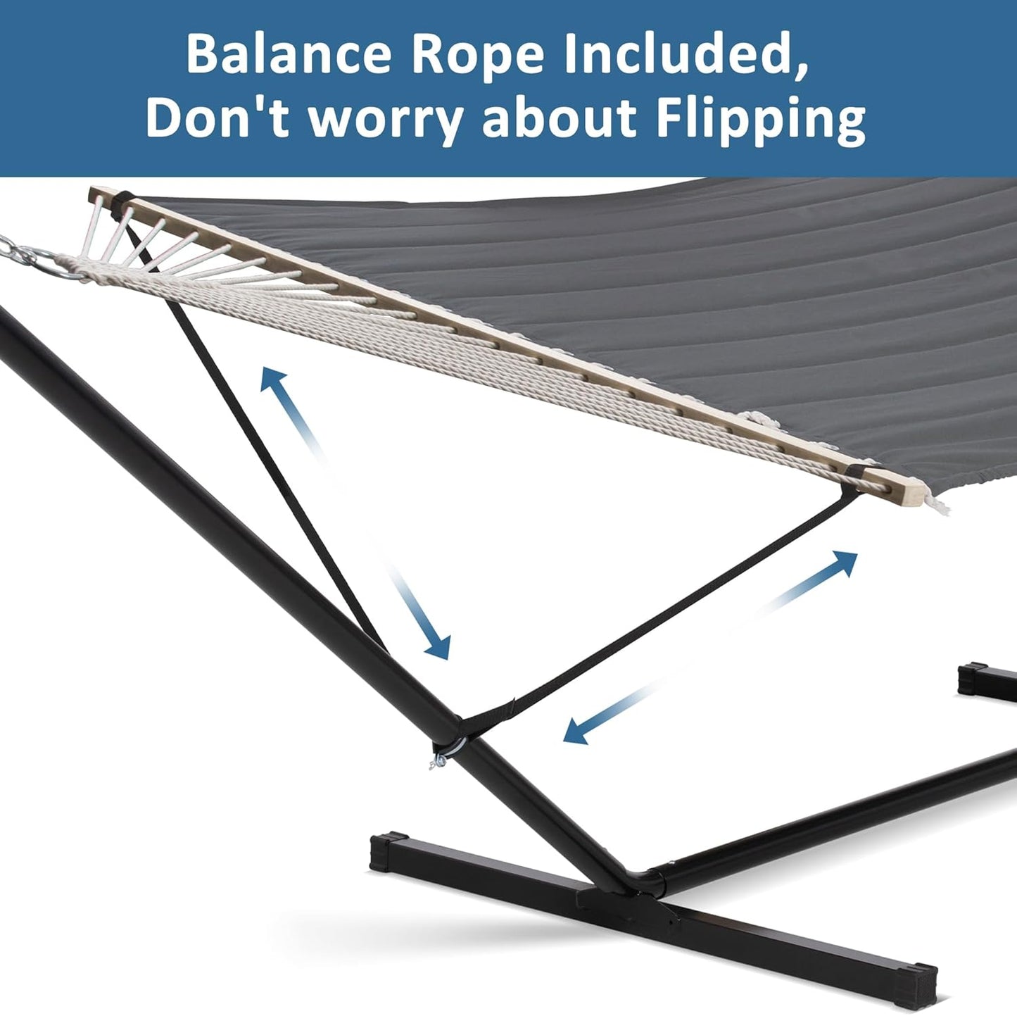 2 Person Hammock with Stand Heavy Duty Portable Dark Grey