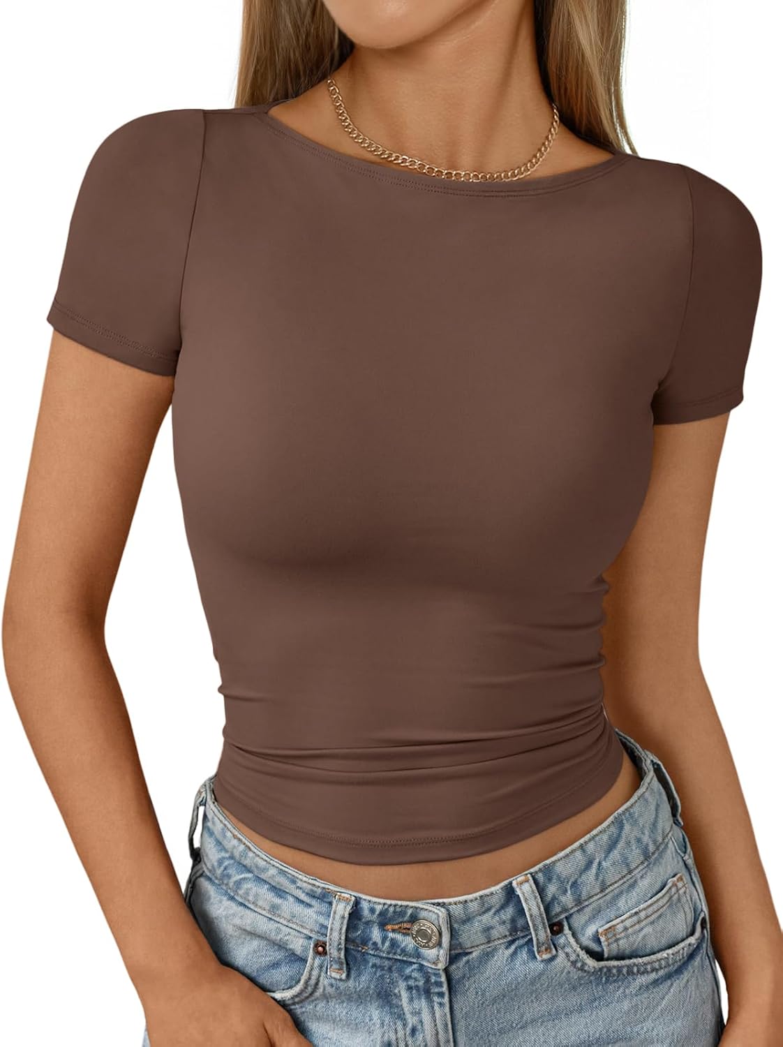 Womens Short Sleeve Boat Neck T-Shirts