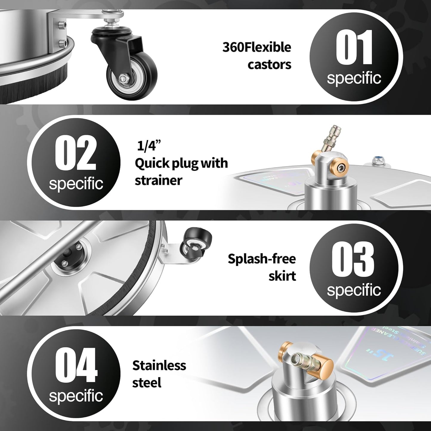 14" Pressure Washer Surface Cleaner with 4 Wheels