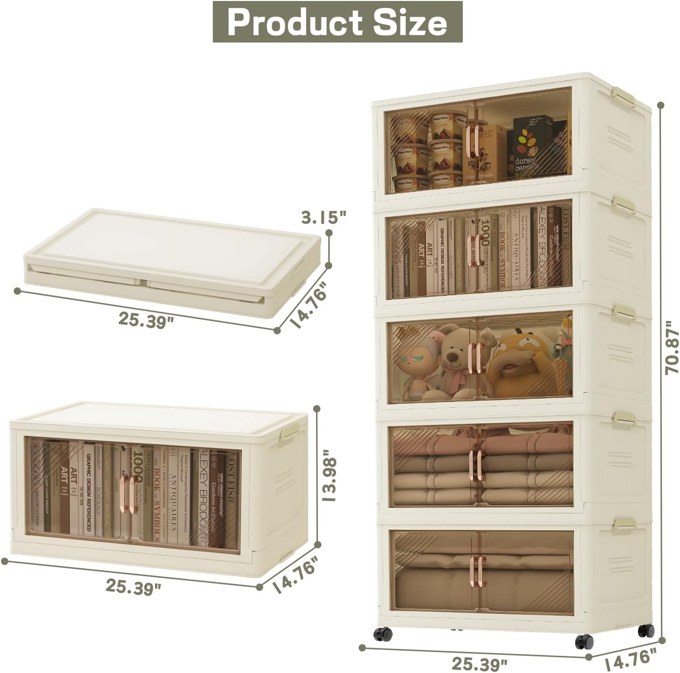 23 Gal Stackable Storage Bins with Lids and Wheels 5 Pack