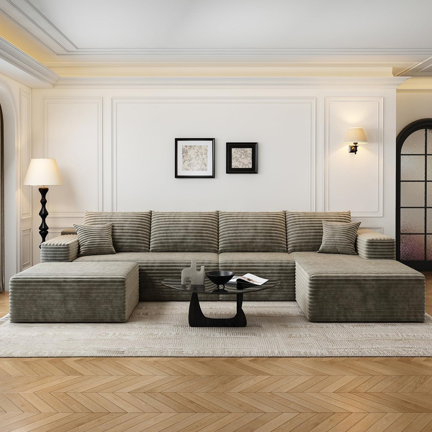 107.5" Cloud Modular Sectional Sofa with 1 Ottoman