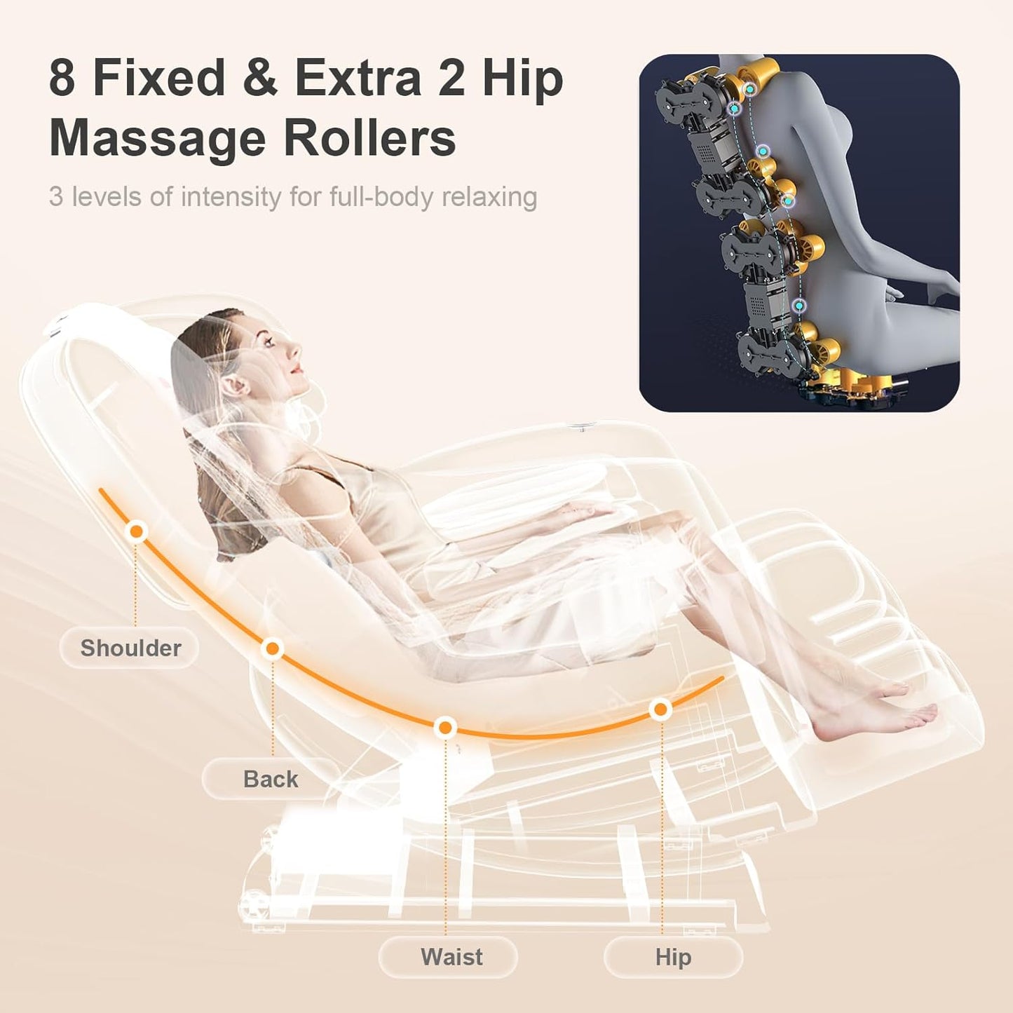 Zero Gravity Massage Chair with 10 Fix Rollers Heating Foot Massage