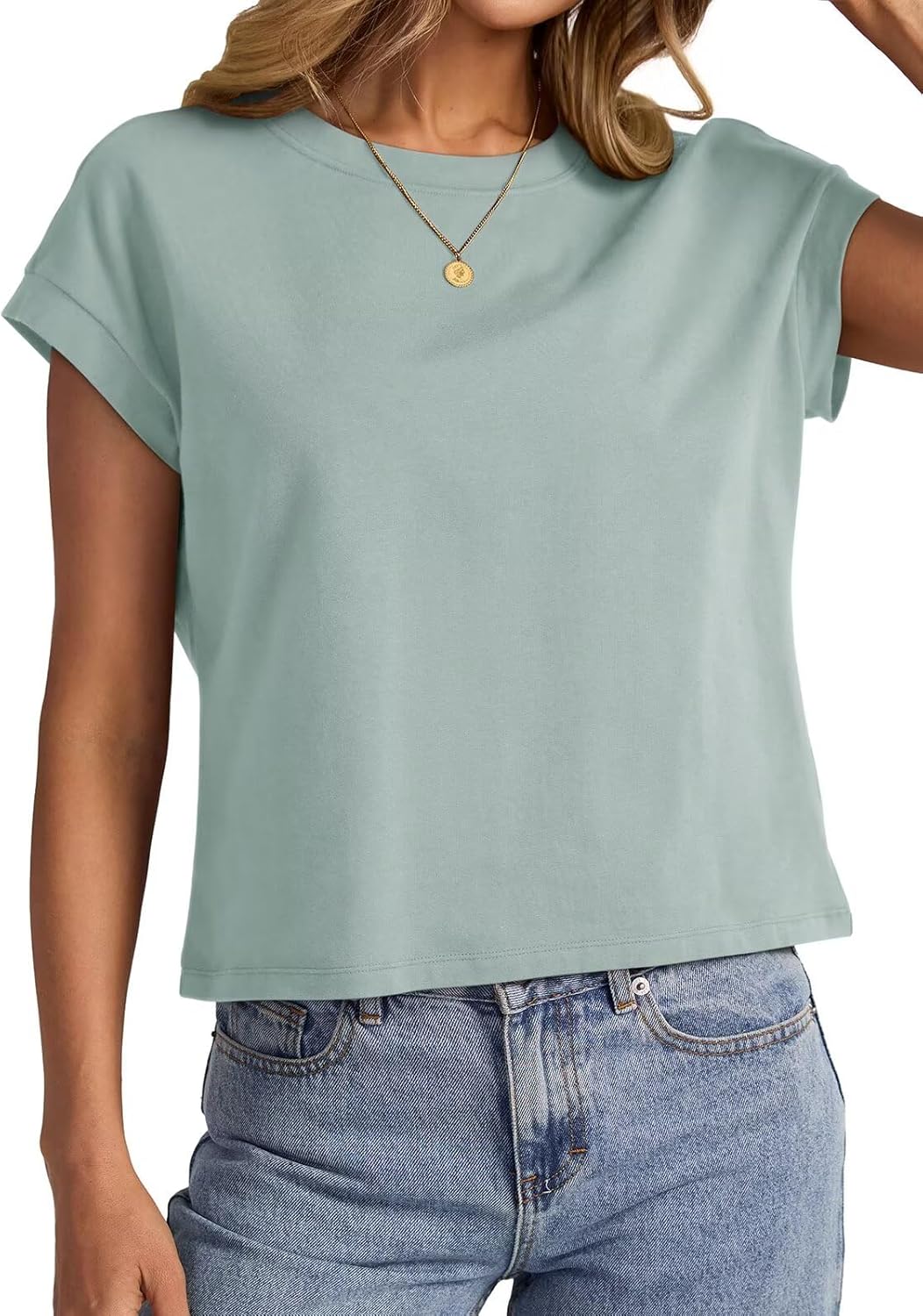 Womens Cap Sleeve Crop Tops Cotton T Shirts