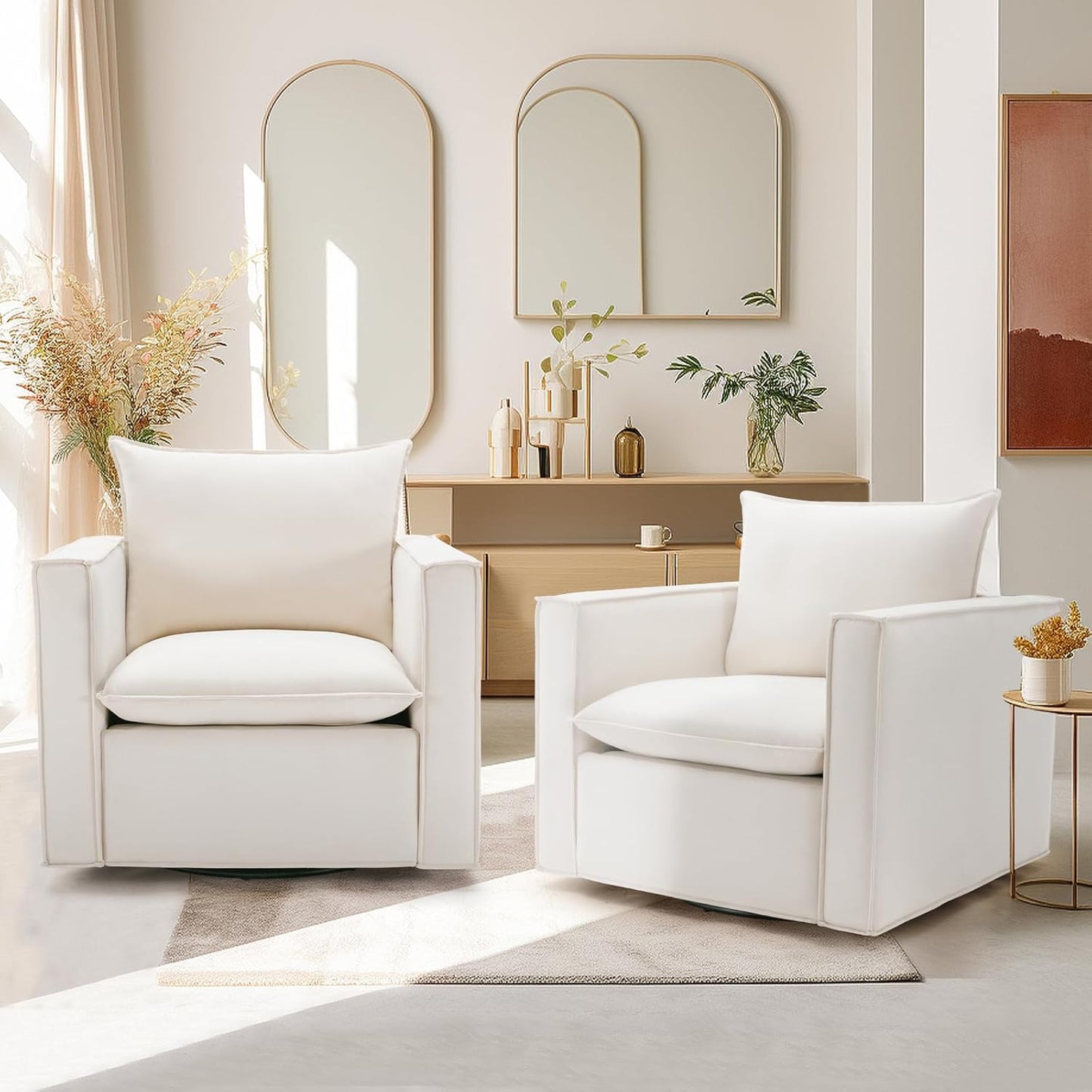 COLAMY Swivel Accent Chair Set 34 Inches Wide Upholstered Arm Chair