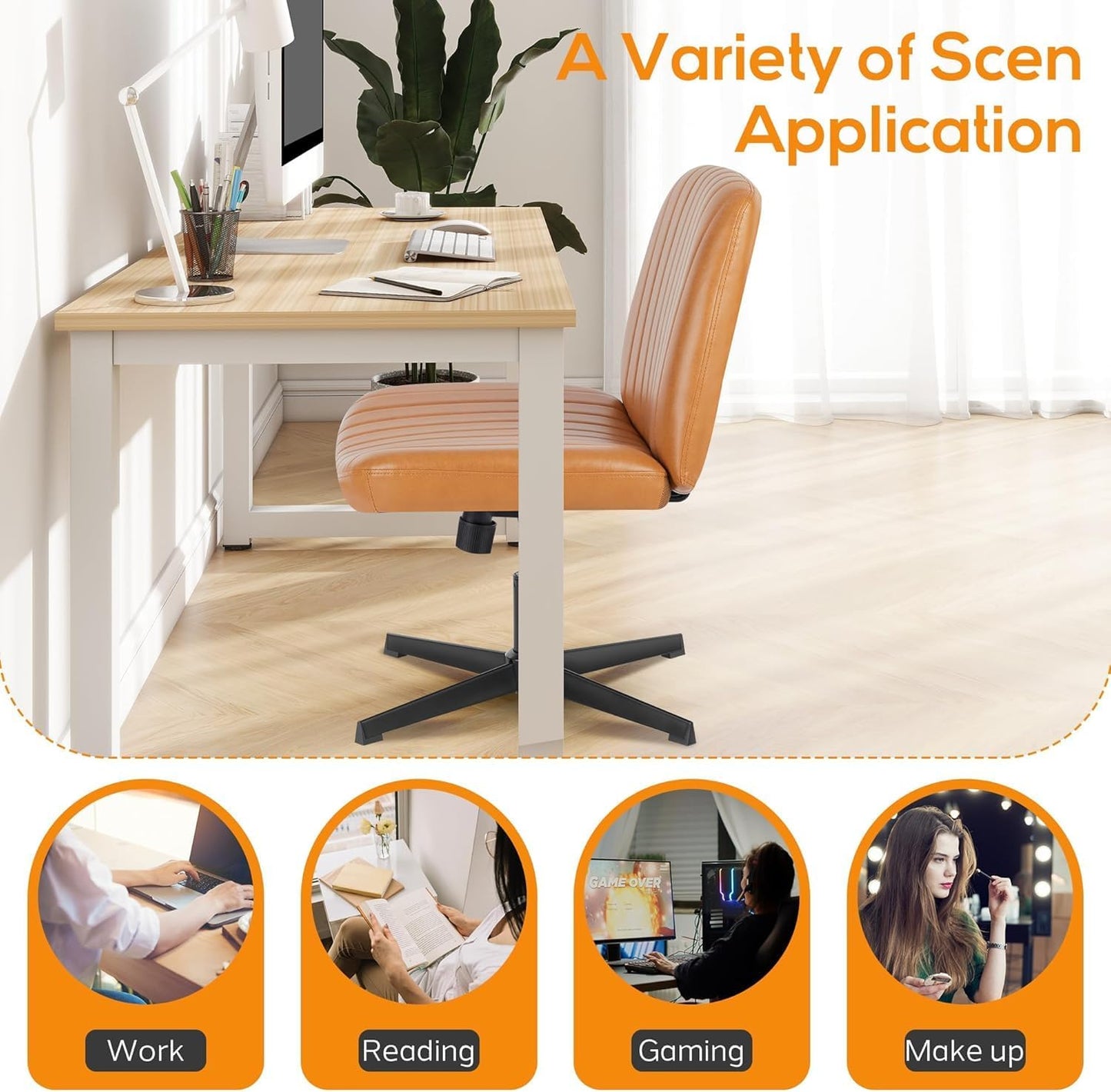 DUMOS Criss Cross Chair Legged Office Wide Comfy Desk Seat