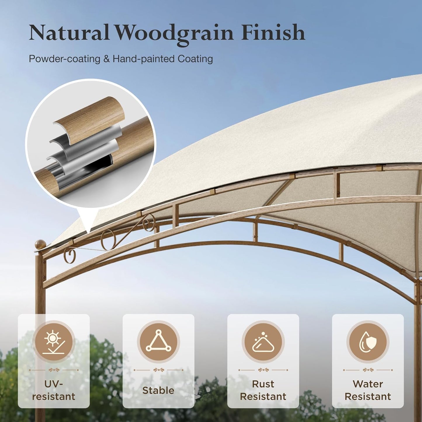 10x13 Outdoor with Screened Double Roof Heavy-Duty Patio Canopy Tent Dark Blue