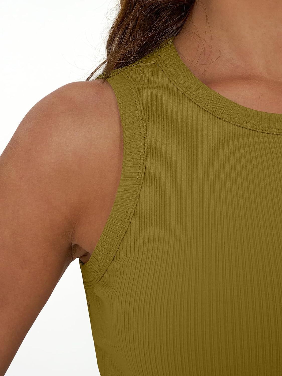 Womens Tank Tops Summer Workout Ribbed Sleeveless High Neck