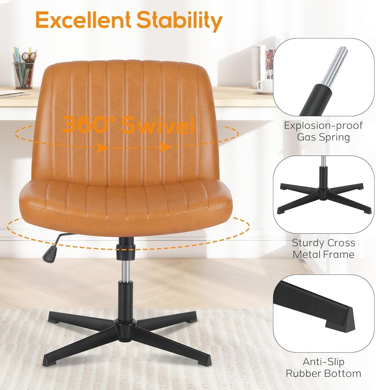 DUMOS Criss Cross Chair Legged Office Wide Comfy Desk Seat