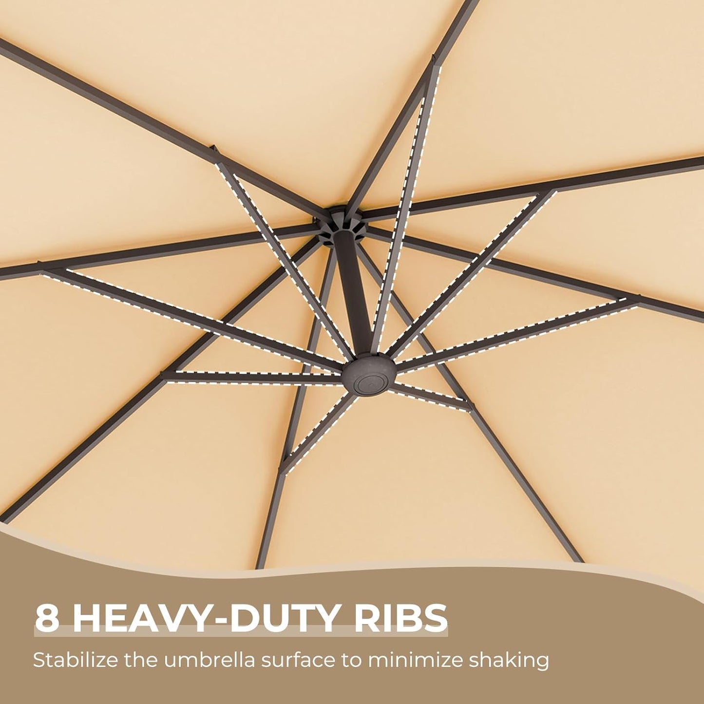12FT Outdoor Offset Cantilever Umbrella with Base Champagne
