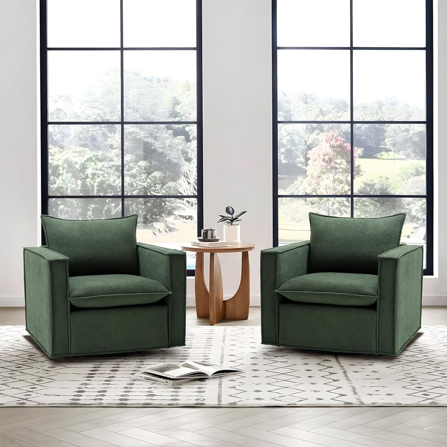 COLAMY Swivel Accent Chair Set 34 Inches Wide Upholstered Arm Chair