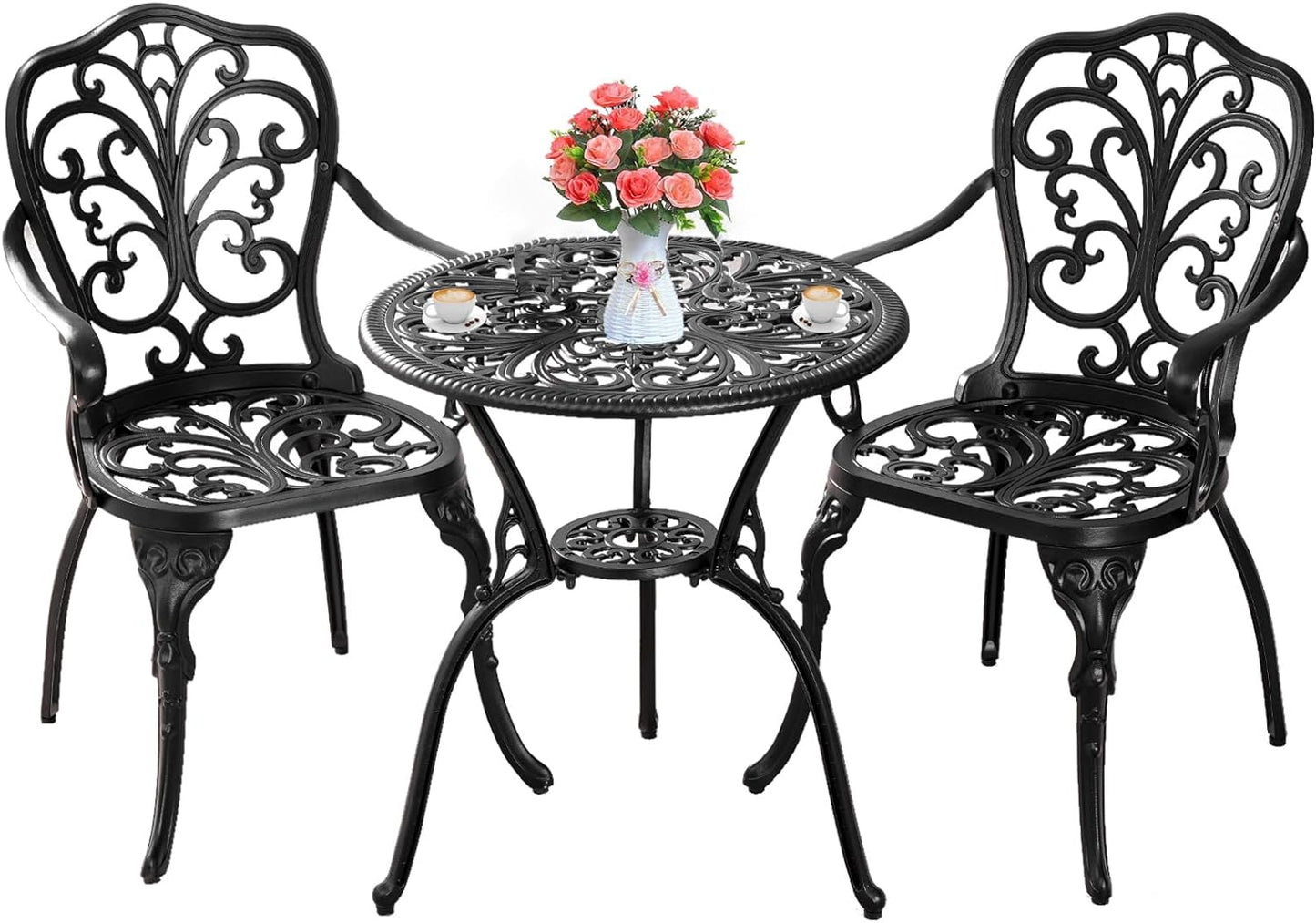 Patio Bistro Set 3 Piece Outdoor Cast Aluminum Outdoor Bistro Table