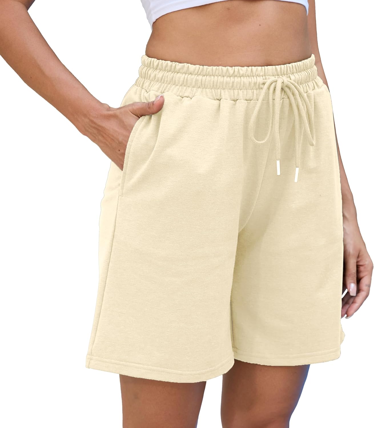 Womens Athletic Shorts Jogger Sweat Summer Loose Drawstring Bermuda Shorts with Pockets