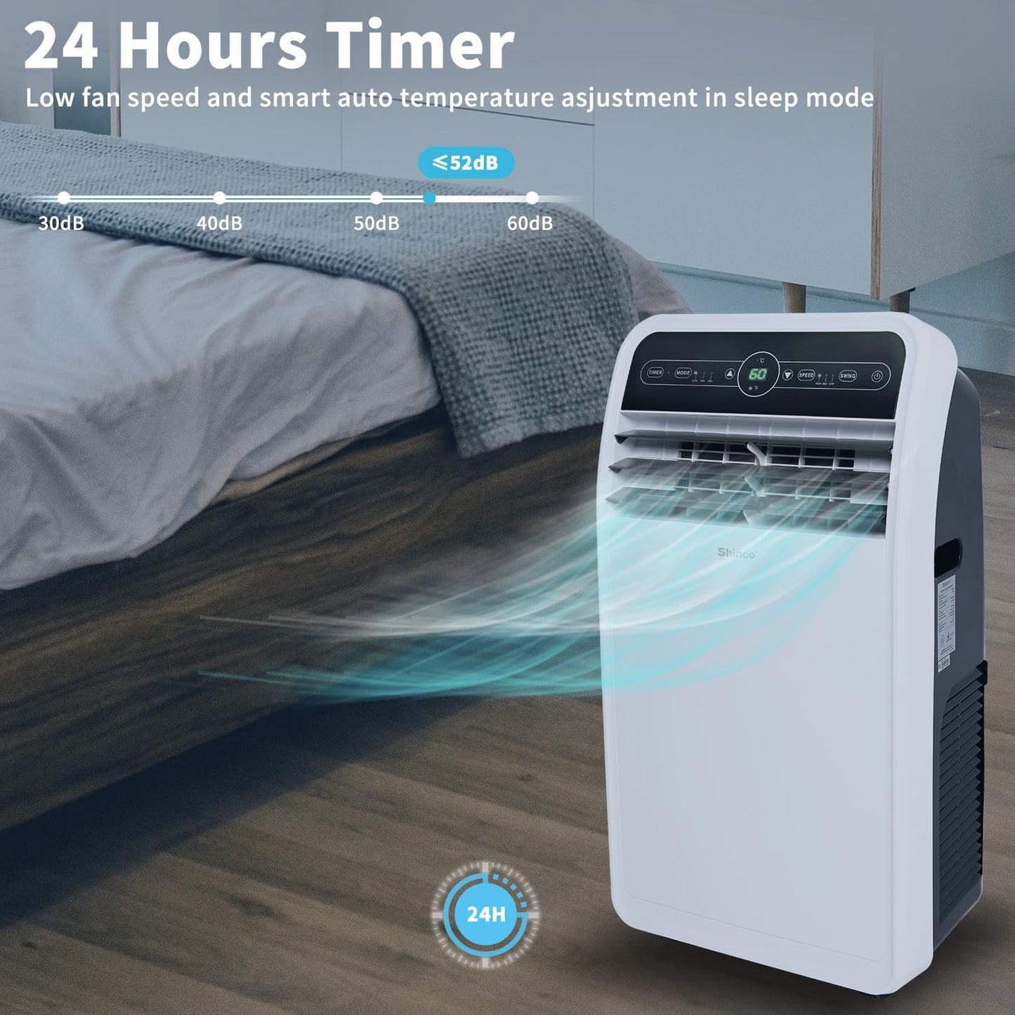 10,000 BTU Portable AC Wi-Fi Dehumidifier Fan Timer for 300 Sq.Ft with Window Kit