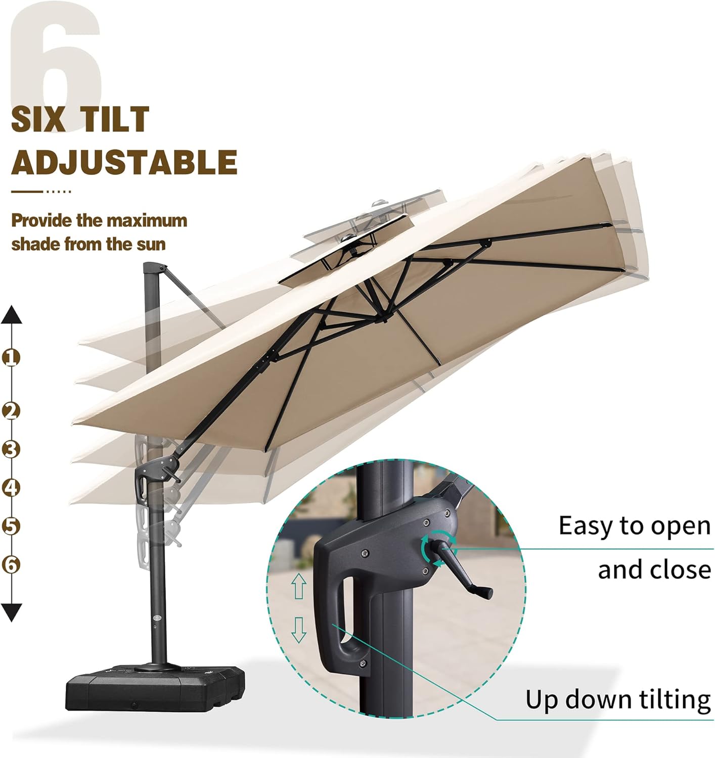12ft Patio Umbrella with Base Large Outdoor Square Umbrella