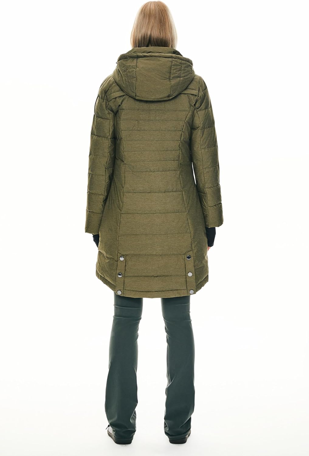 Womens Long Winter Down Jacket Hooded Quilted Puffer Coat Slim Fit Warm Outerwear