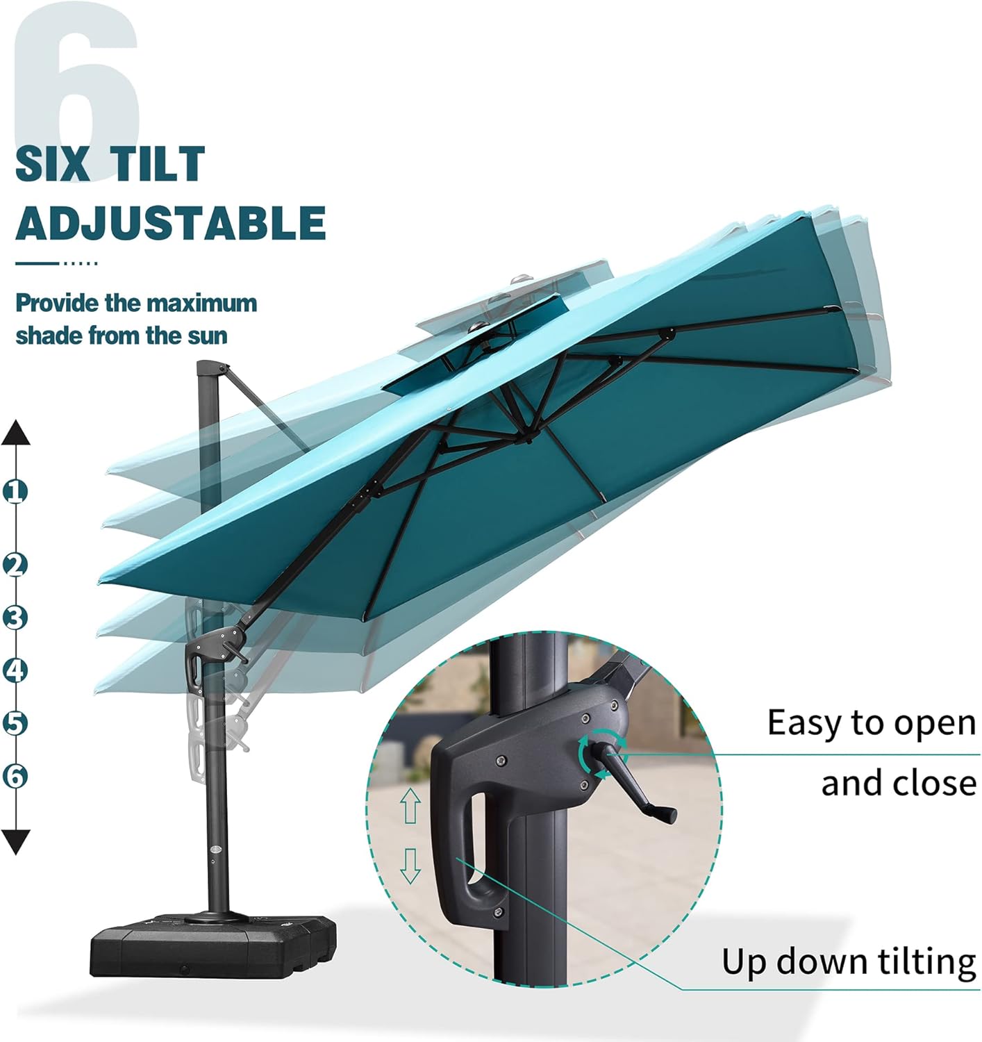 12ft Patio Umbrella with Base Large Outdoor Square Umbrella